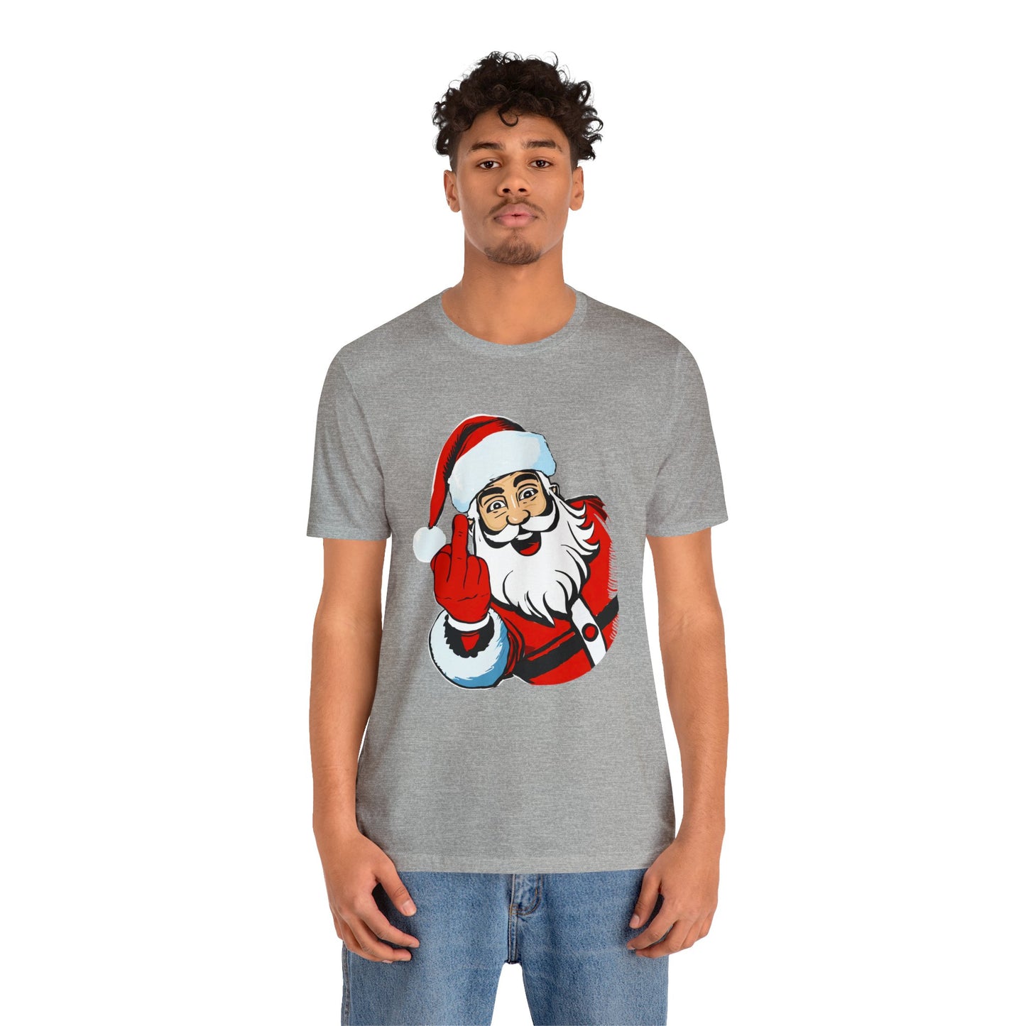 Naughty Santa Tshirt - Naughty Santa Christmas Tshirt - Santa Claus Middle Finger - Santa Middle Finger Tshirt