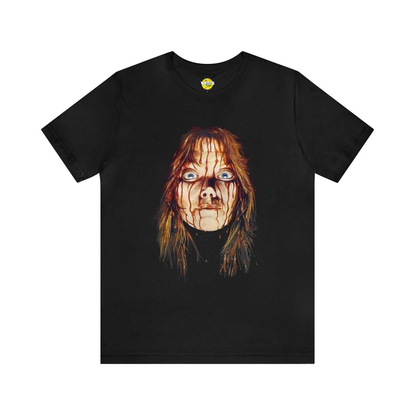 Halloween Carrie White's Bloody Face Stephen King Short Sleeve T-Shirt - Horror Icon Tee, Classic Movie Graphic Shirt