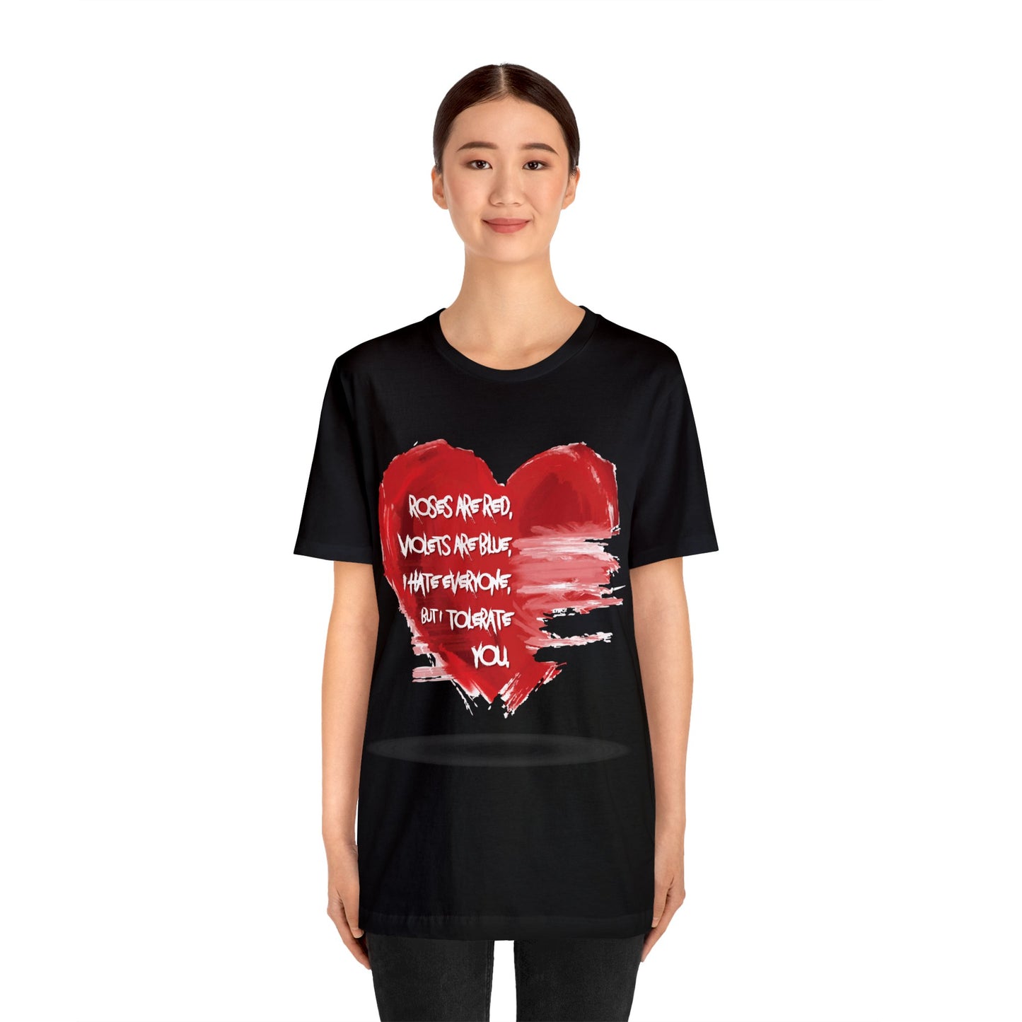 Grunge Heart Poetry Tee - Rebellious Anti-Valentines Day Tshirt - Edgy Unique Graphic Heart Illustration Shirt