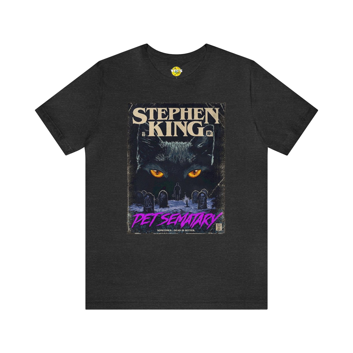 Halloween Stephen King's Pet Sematary Book Cover Short Sleeve T-Shirt - Vintage Horror Novel Graphic Tee, Retro Literary Shirt