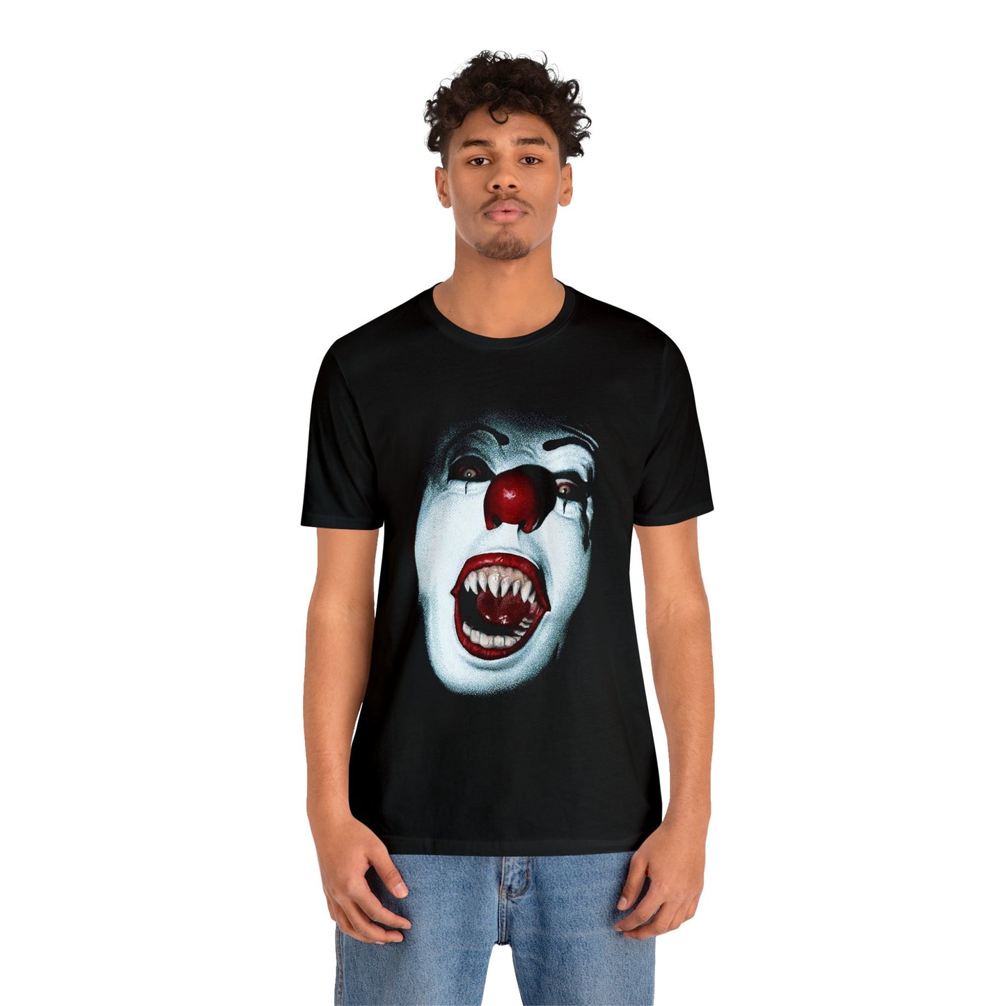 Halloween Pennywise Evil Face Short Sleeve T-Shirt - Classic Horror Clown Tee - Stephen King's IT Shirt