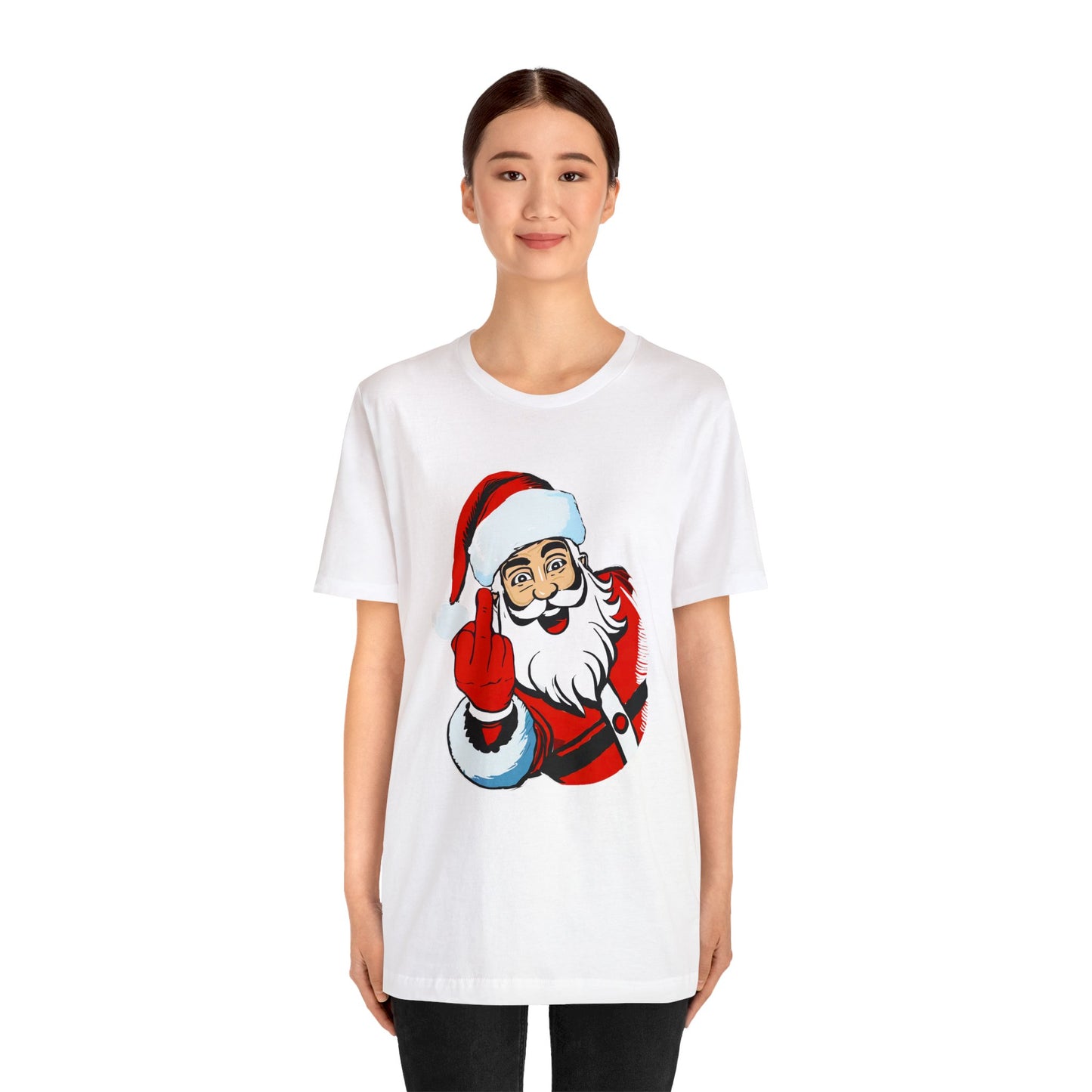 Naughty Santa Tshirt - Naughty Santa Christmas Tshirt - Santa Claus Middle Finger - Santa Middle Finger Tshirt