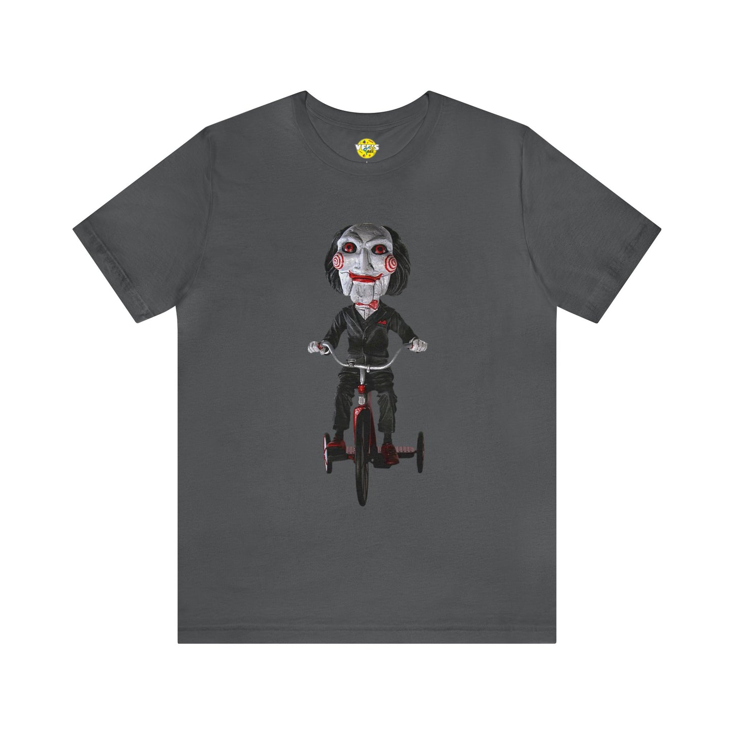 Halloween Billy from SAW Tricycle Short Sleeve T-Shirt - Horror Icon Tee, Classic Movie Graphic Shirt