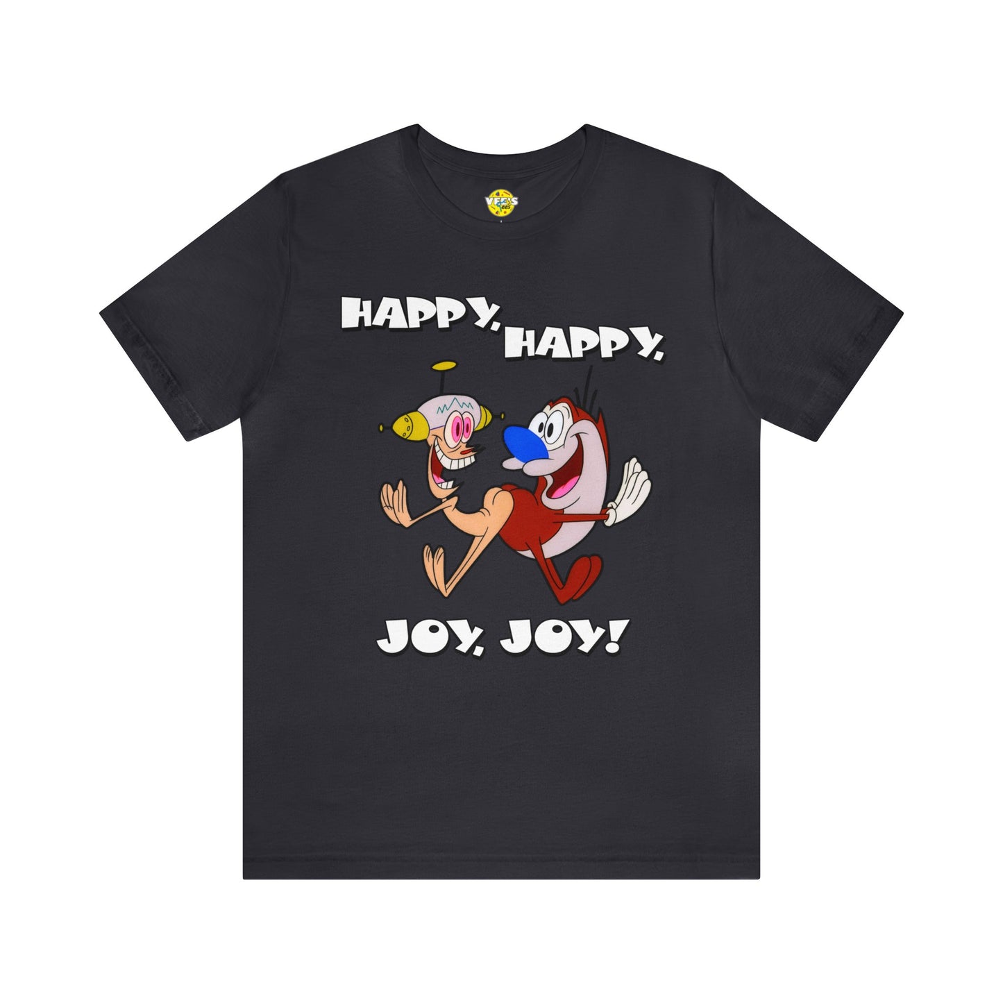 Ren and Stimpy Happy Happy Joy Joy Short Sleeve TShirt - 90s Retro Cartoon Tee