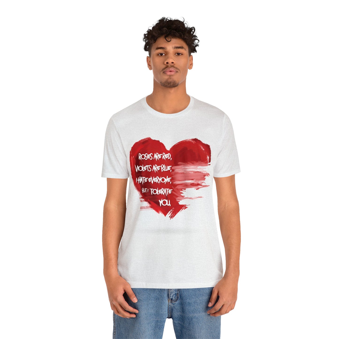 Grunge Heart Poetry Tee - Rebellious Anti-Valentines Day Tshirt - Edgy Unique Graphic Heart Illustration Shirt