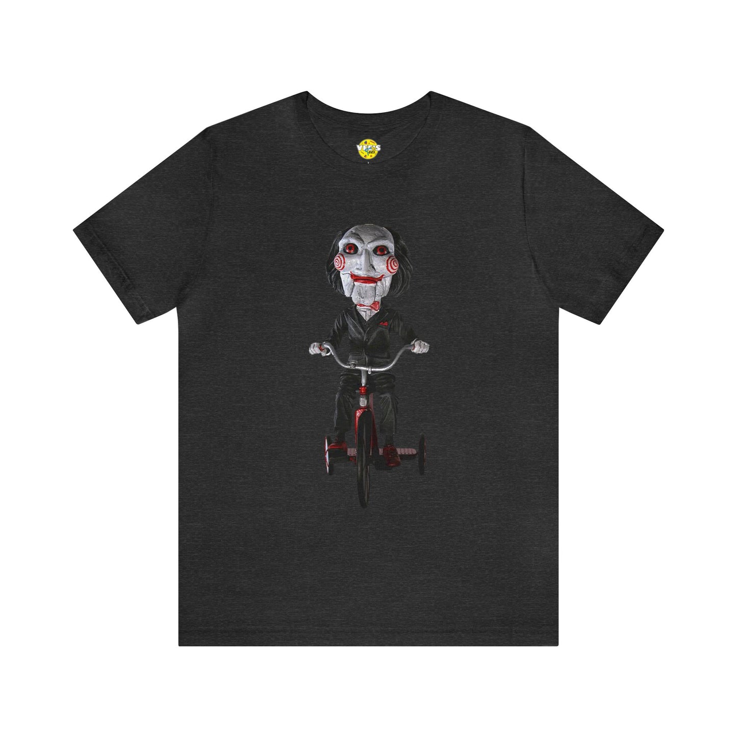 Halloween Billy from SAW Tricycle Short Sleeve T-Shirt - Horror Icon Tee, Classic Movie Graphic Shirt