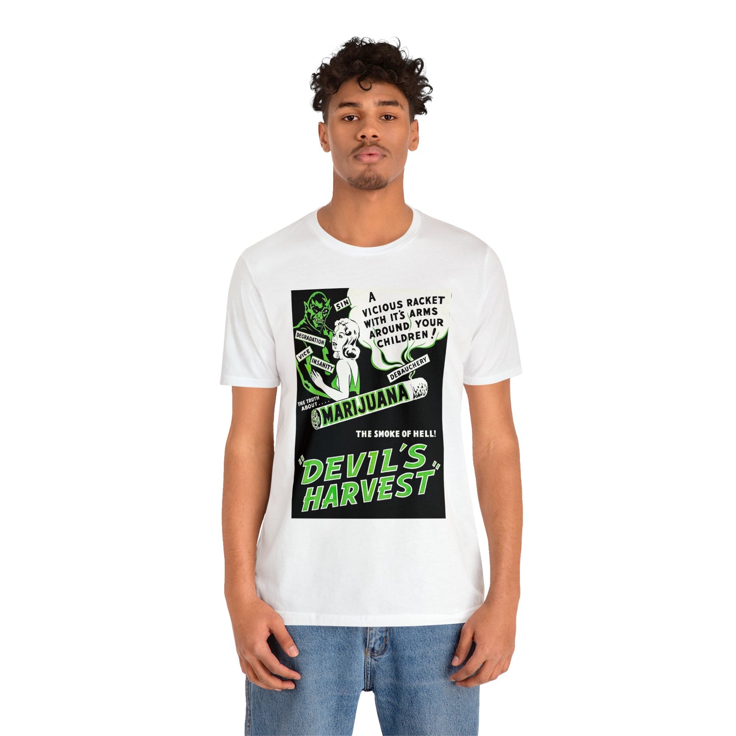 Vintage Reefer Madness 'Devil's Harvest' Movie Poster Short Sleeve T-Shirt - Retro Cult Classic Tee