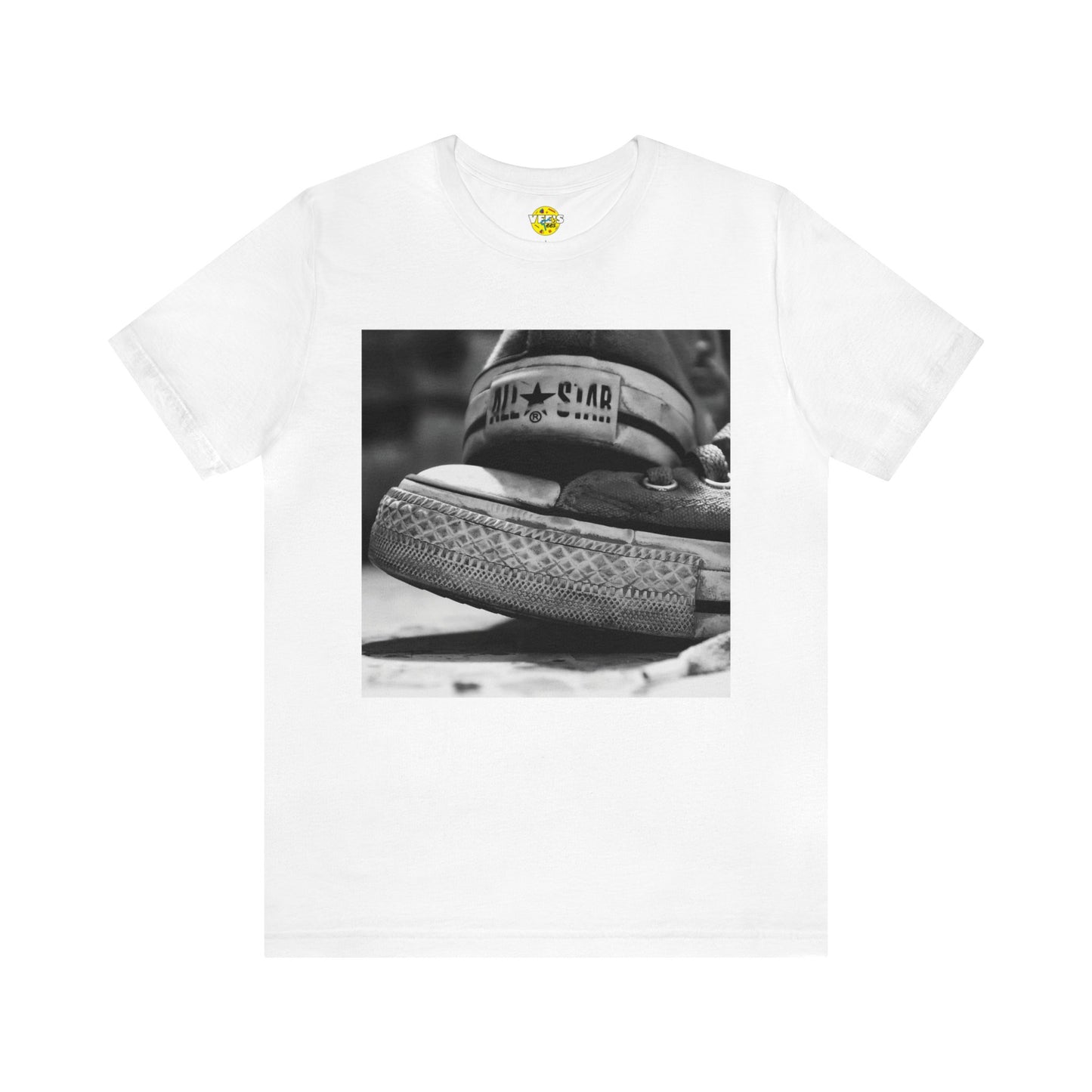 Zoomed Chuck Taylor All-Stars In Black & White Short Sleeve T-Shirt - Classic Sneaker Lover Tee, Vintage Shoe Graphic Shirt