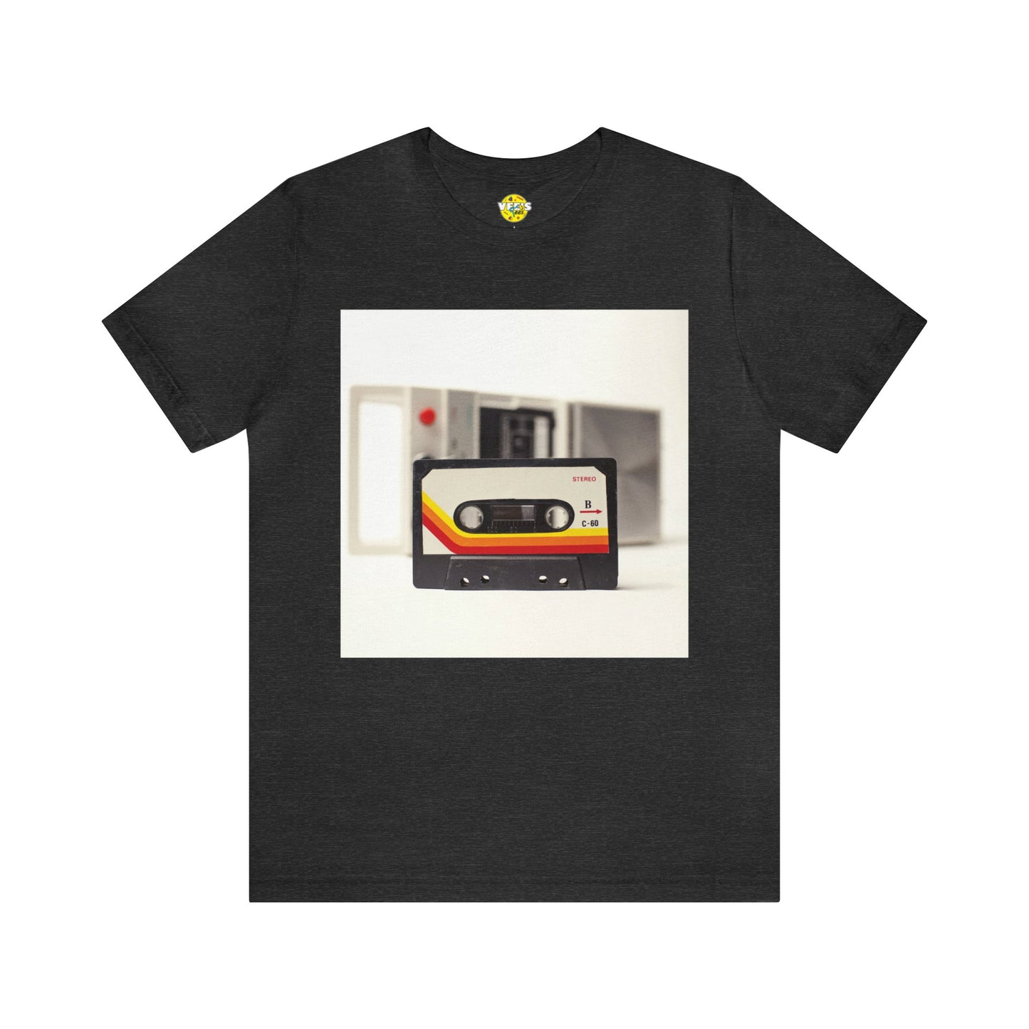 Retro Handheld Cassette Player & Tape Short Sleeve T-Shirt - Vintage Music Lover Tee, Nostalgic Graphic Shirt