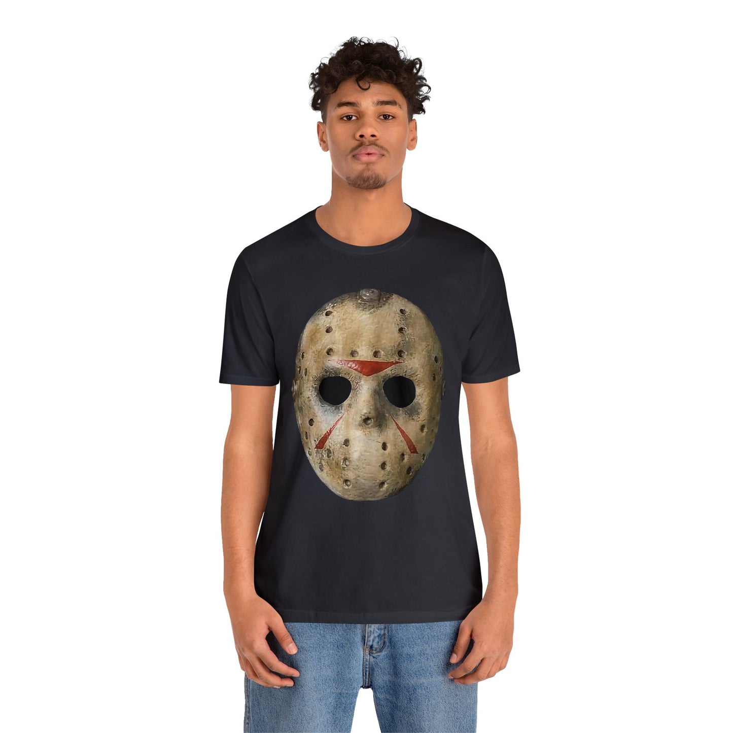 Halloween Jason's Mask Short Sleeve T-Shirt - Horror Movie Icon Tee, Friday the 13th Graphic Shirt