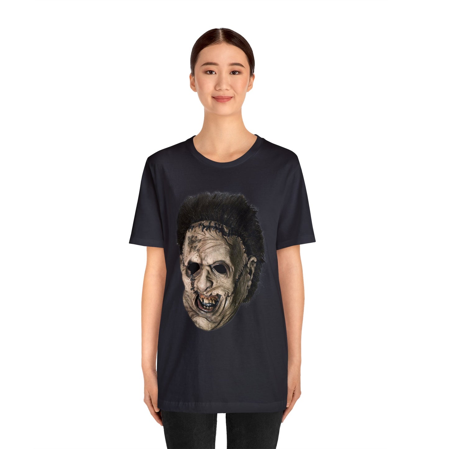 Halloween Leatherface Mask Short Sleeve T-Shirt - Classic Horror Film Tee - Iconic Chainsaw Massacre Shirt