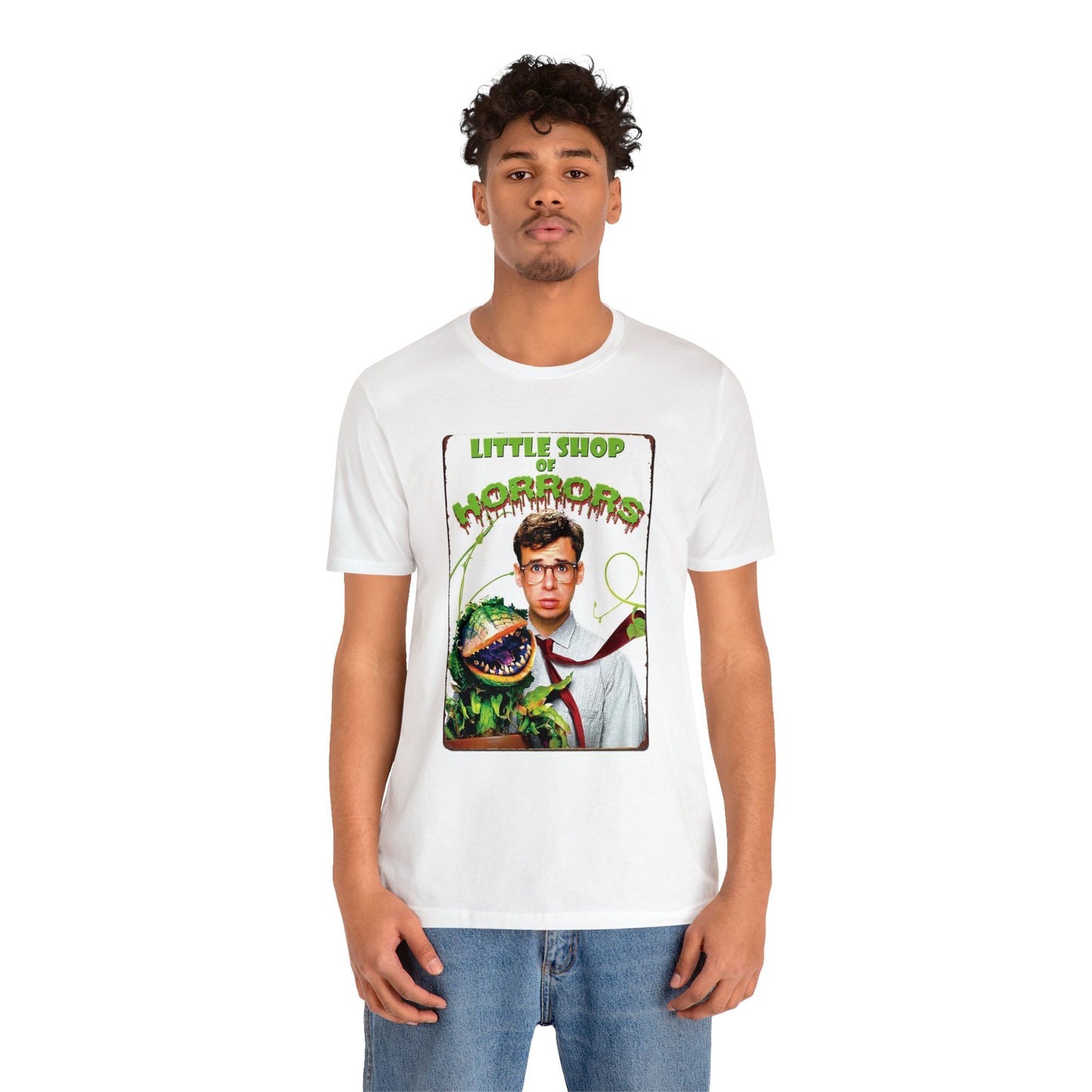 Halloween Little Shop of Horrors Movie Poster Short Sleeve T-Shirt - Classic Musical Comedy Tee - Audrey II Plant Shirt