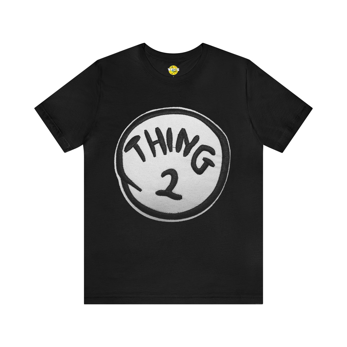 Thing 2 Playful Circle Graphic Vibes Tee - Cat in the Hat Seuss Fan Fashion TShirt - Valentines Day Childrens Book Companion Shirt