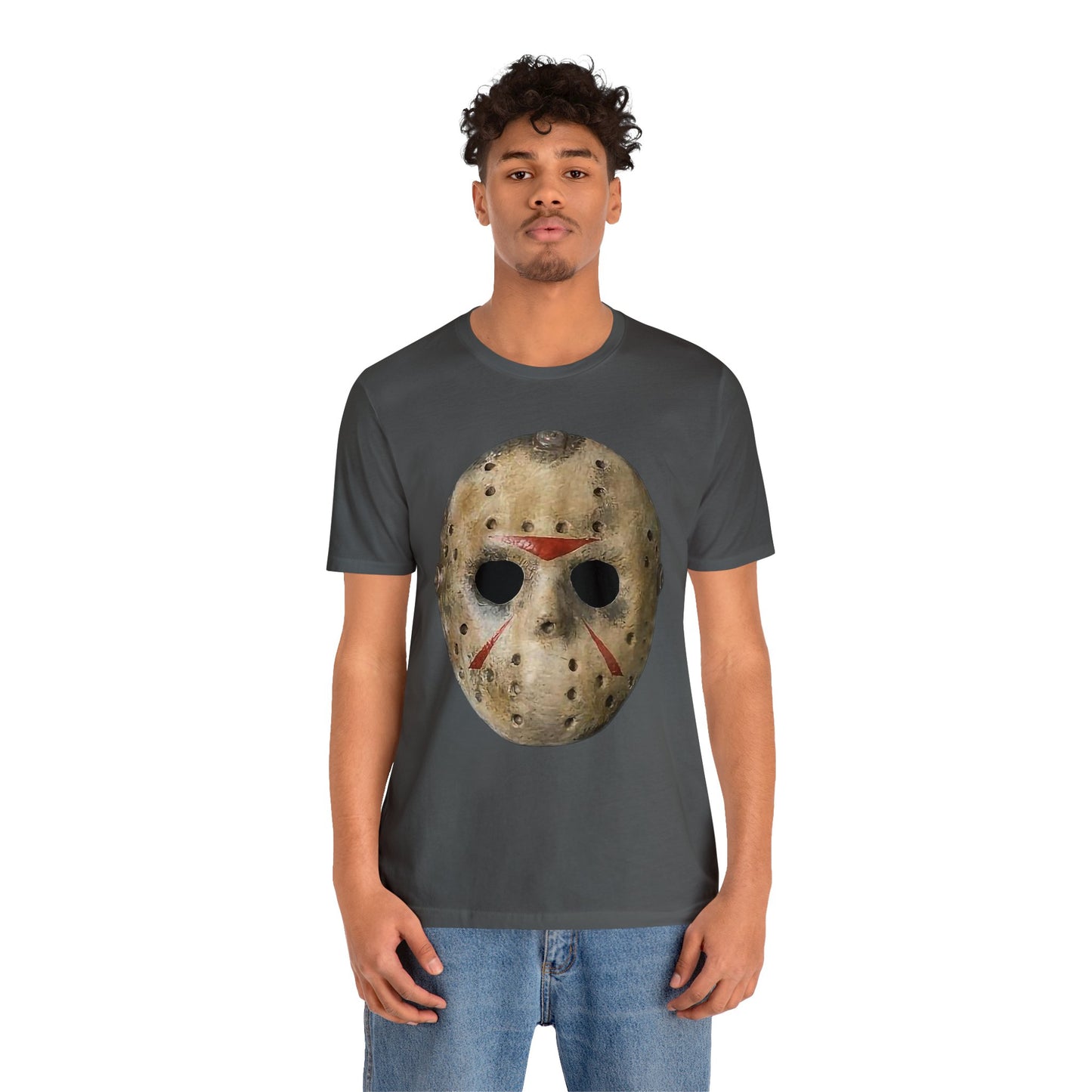 Halloween Jason's Mask Short Sleeve T-Shirt - Horror Movie Icon Tee, Friday the 13th Graphic Shirt