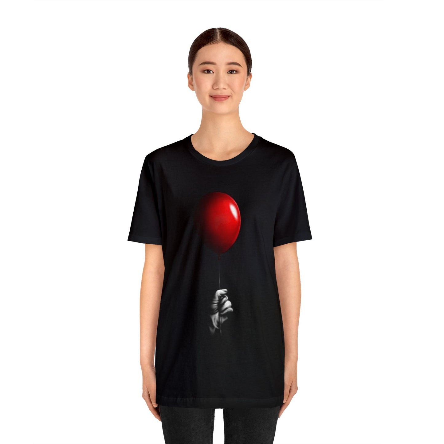 Halloween Pennywise Red Balloon Short Sleeve T-Shirt - IT Movie Inspired Tee, Horror Fan Graphic Shirt