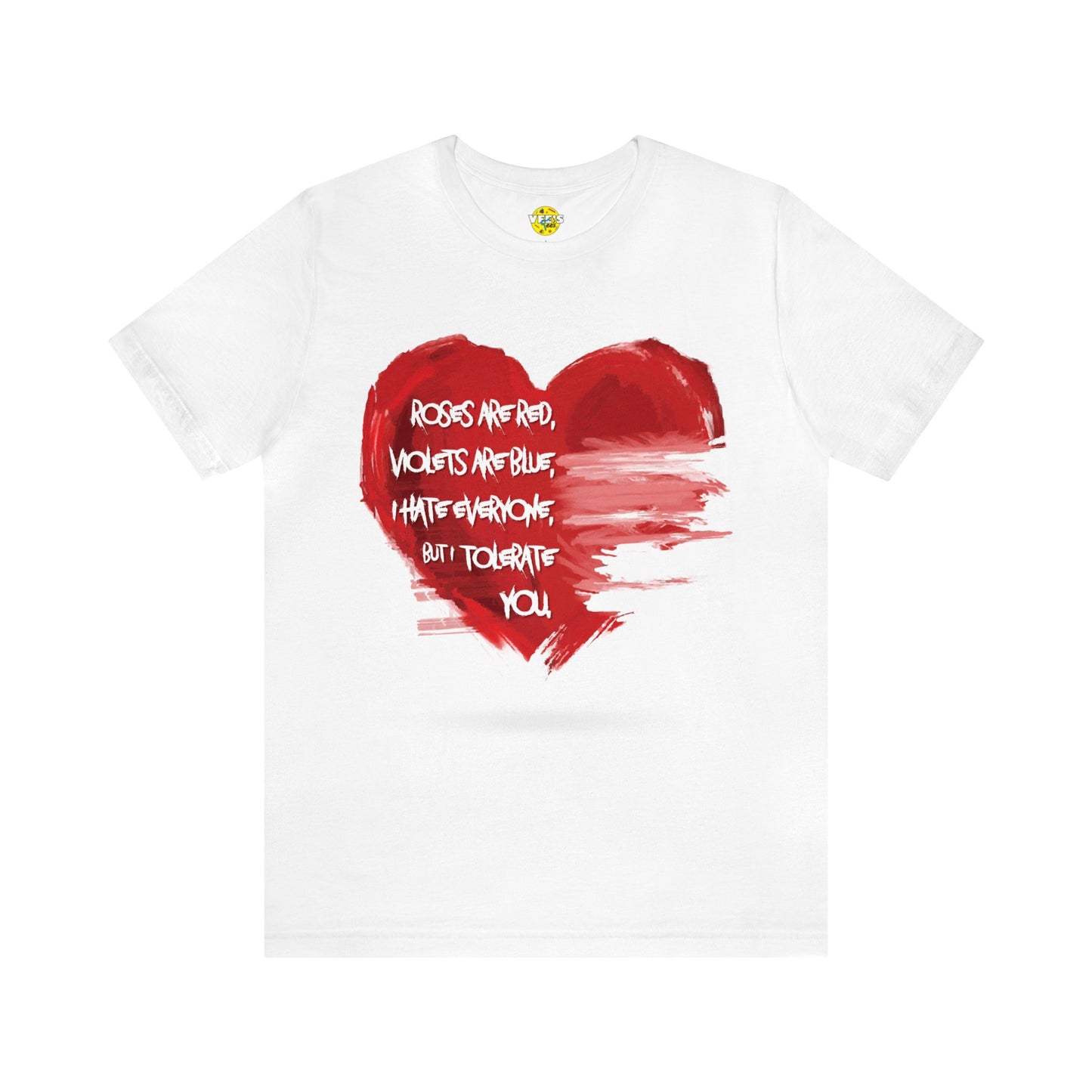 Grunge Heart Poetry Tee - Rebellious Anti-Valentines Day Tshirt - Edgy Unique Graphic Heart Illustration Shirt