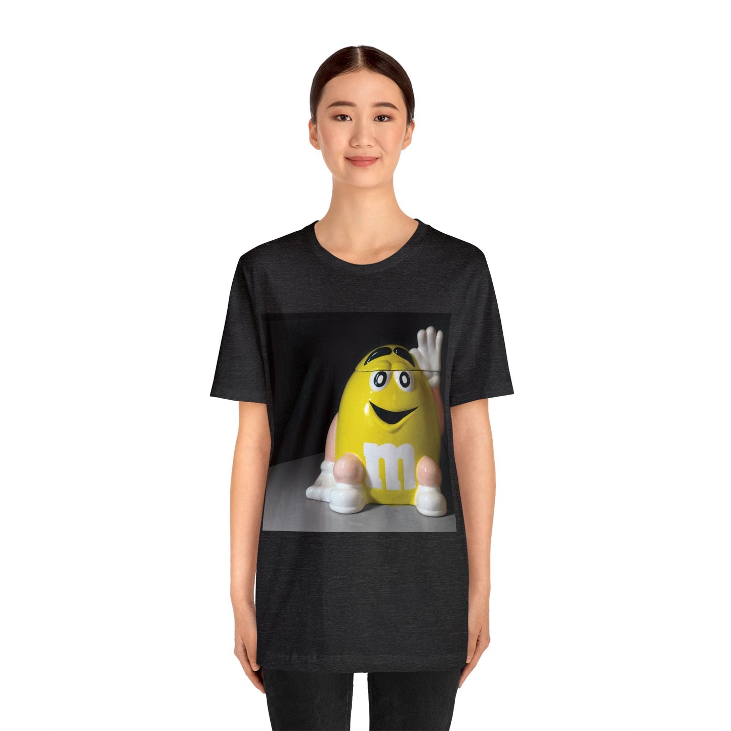 Yellow M&M Cookie Jar Ceramic Print Short Sleeve T-Shirt - Candy Lover's Retro Apparel