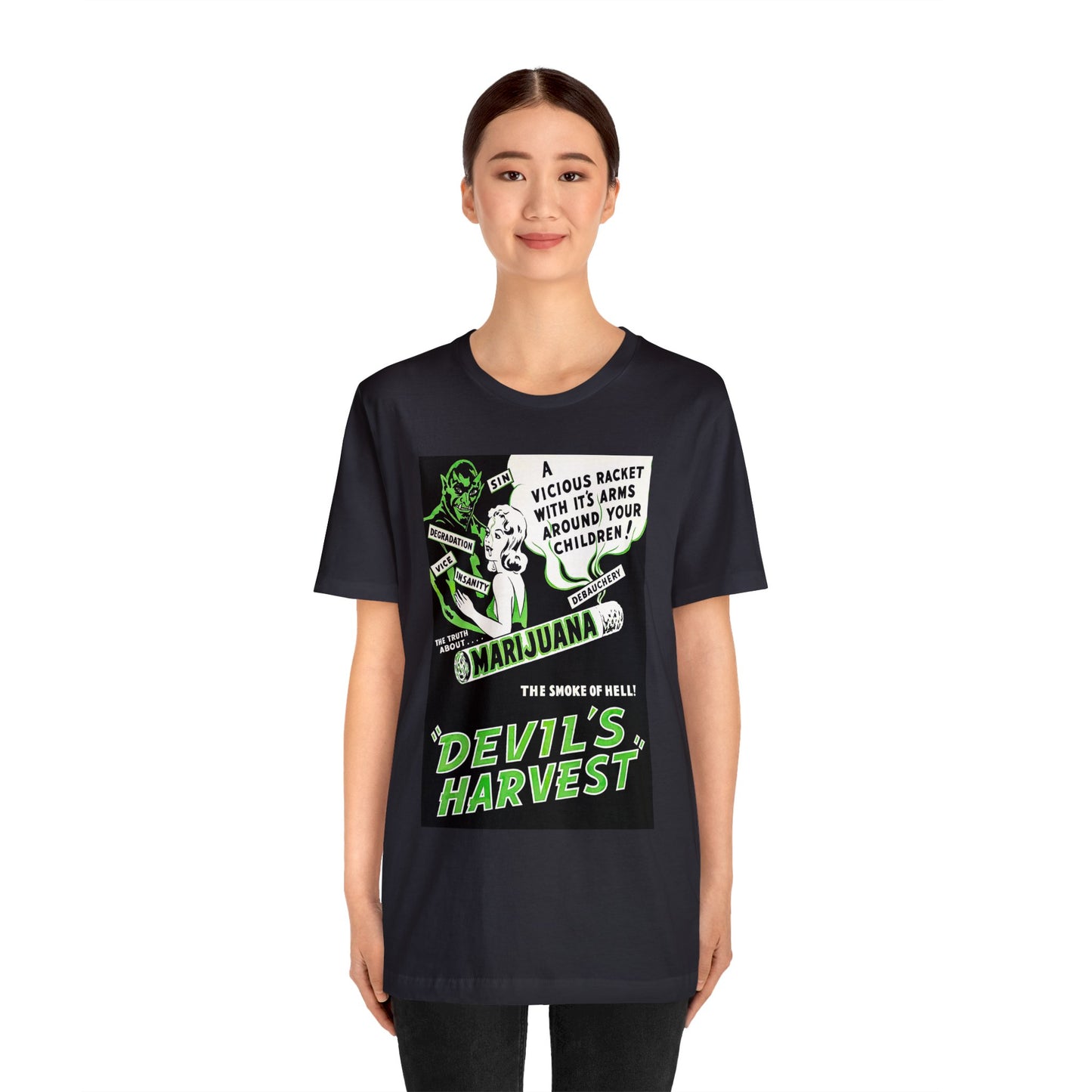 Vintage Reefer Madness 'Devil's Harvest' Movie Poster Short Sleeve T-Shirt - Retro Cult Classic Tee