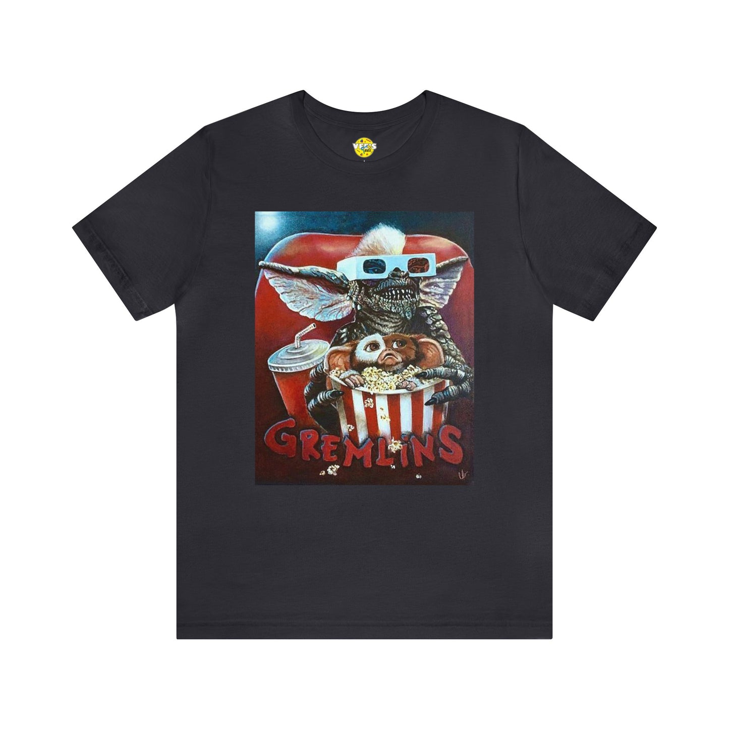 Halloween Gremlins Stripe and Gizmo Short Sleeve T-Shirt - 80s Movie Icon Tee, Retro Cartoon Graphic Shirt