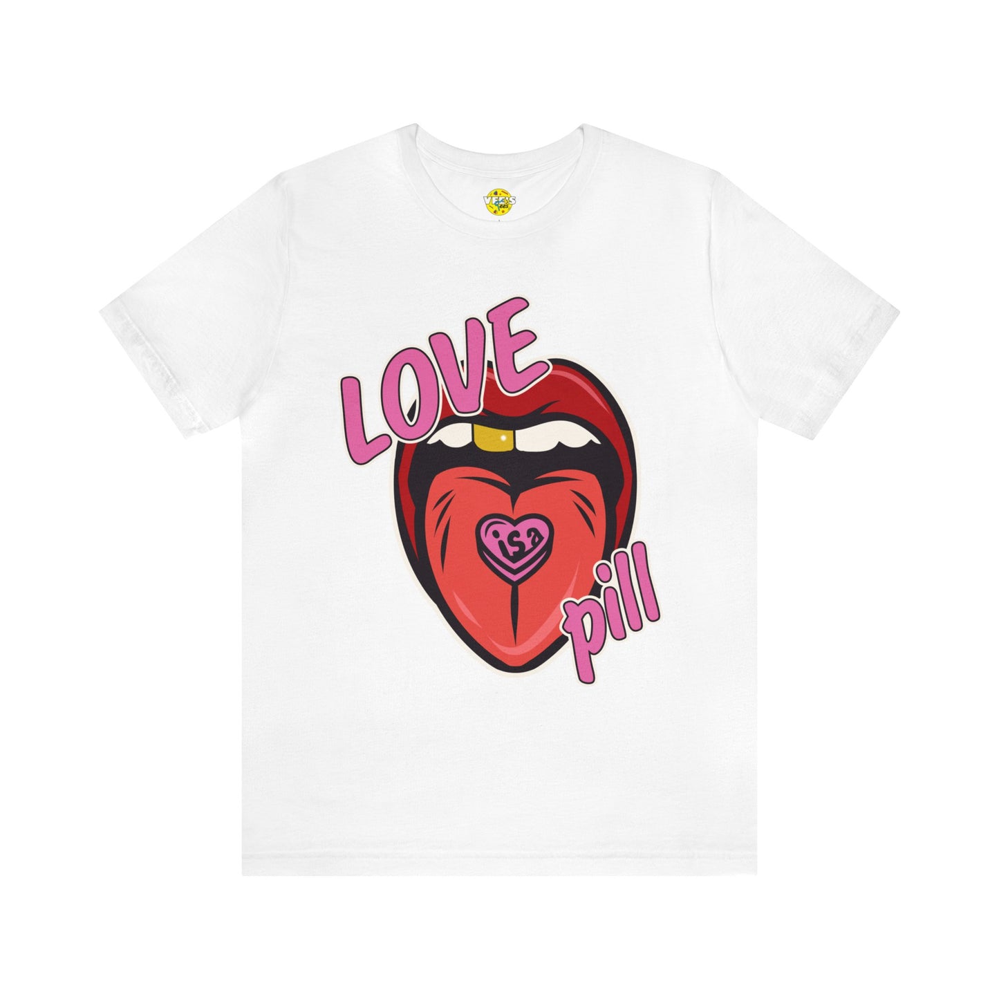 Love is a Pill Anti Valentines Shirt - Pop Art Valentines Day Shirt - Graphic Illustration Valentines tshirt - Tongue Graphic tshirt