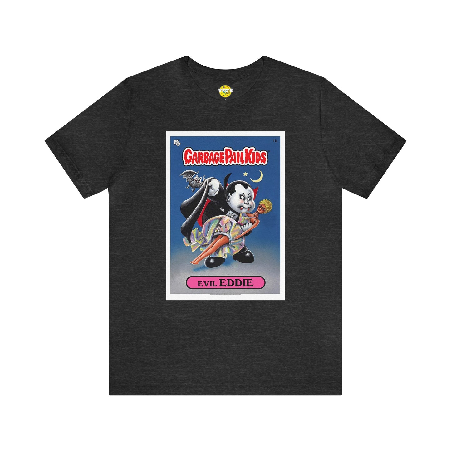 Halloween Garbage Pail Kids Evil Eddie Short Sleeve T-Shirt - Retro Sticker Art Tee, Vintage 80s Graphic Shirt