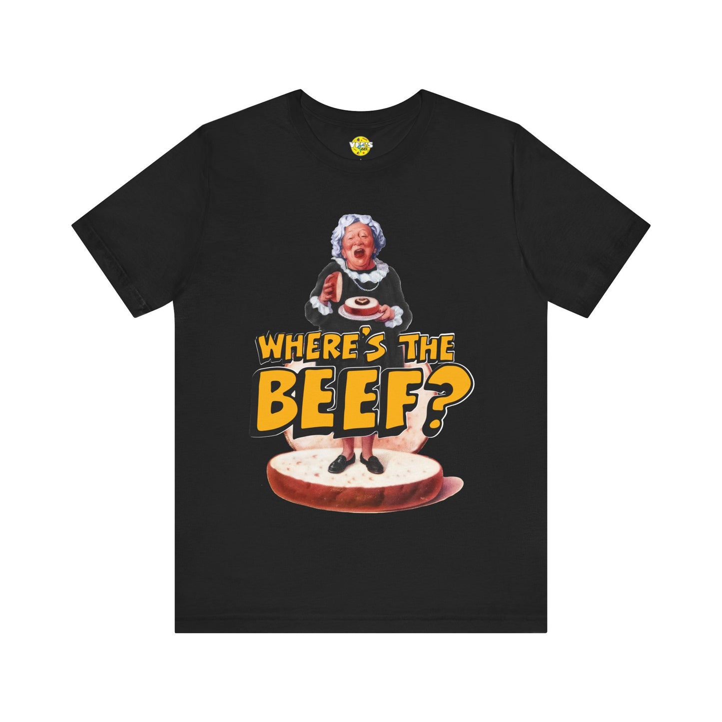 Little Old Lady - Where's the Beef? Nostalgic Design Fast Food Slogan TShirt