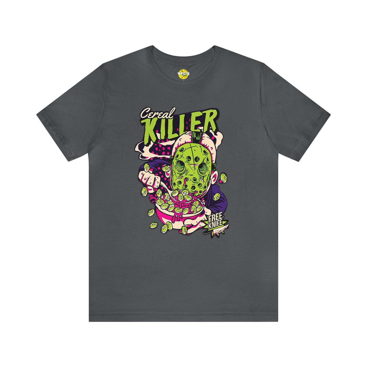 Halloween Jason Voorhees Cereal Killer Short Sleeve T-Shirt - Horror Movie Parody Tee, Slasher Icon Graphic Shirt