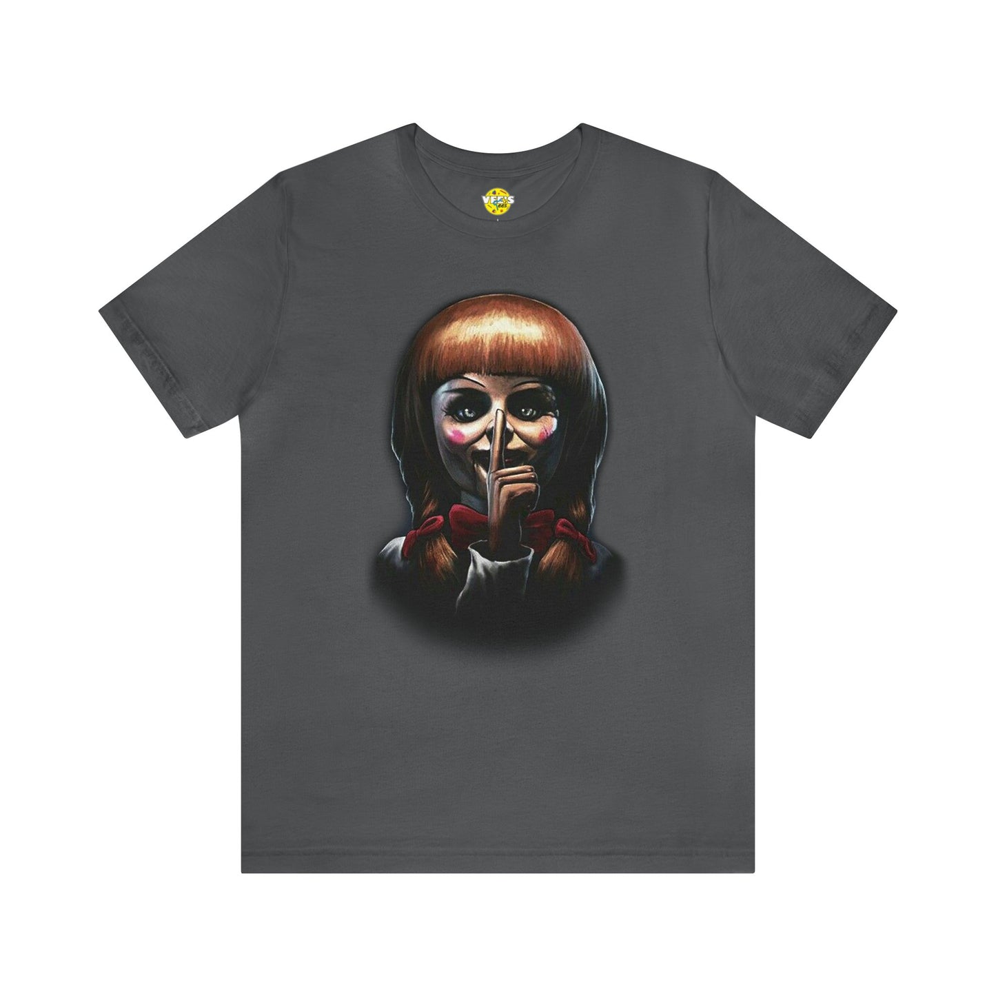 Halloween Annabelle Short Sleeve T-Shirt - Creepy Doll Horror Movie Tee, Haunting Graphic Shirt