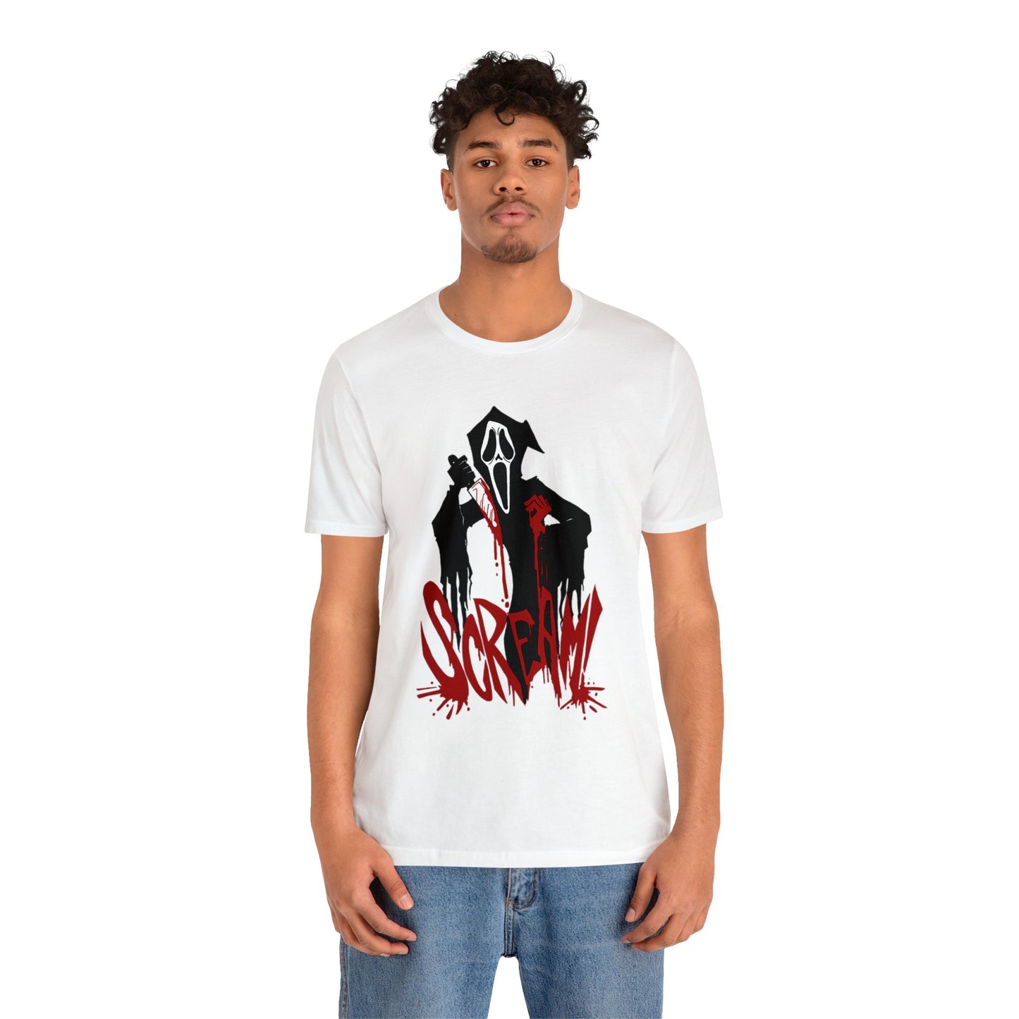 Halloween Ghostface Short Sleeve T-Shirt - Scream Movie Inspired Tee, Horror Icon Graphic Shirt