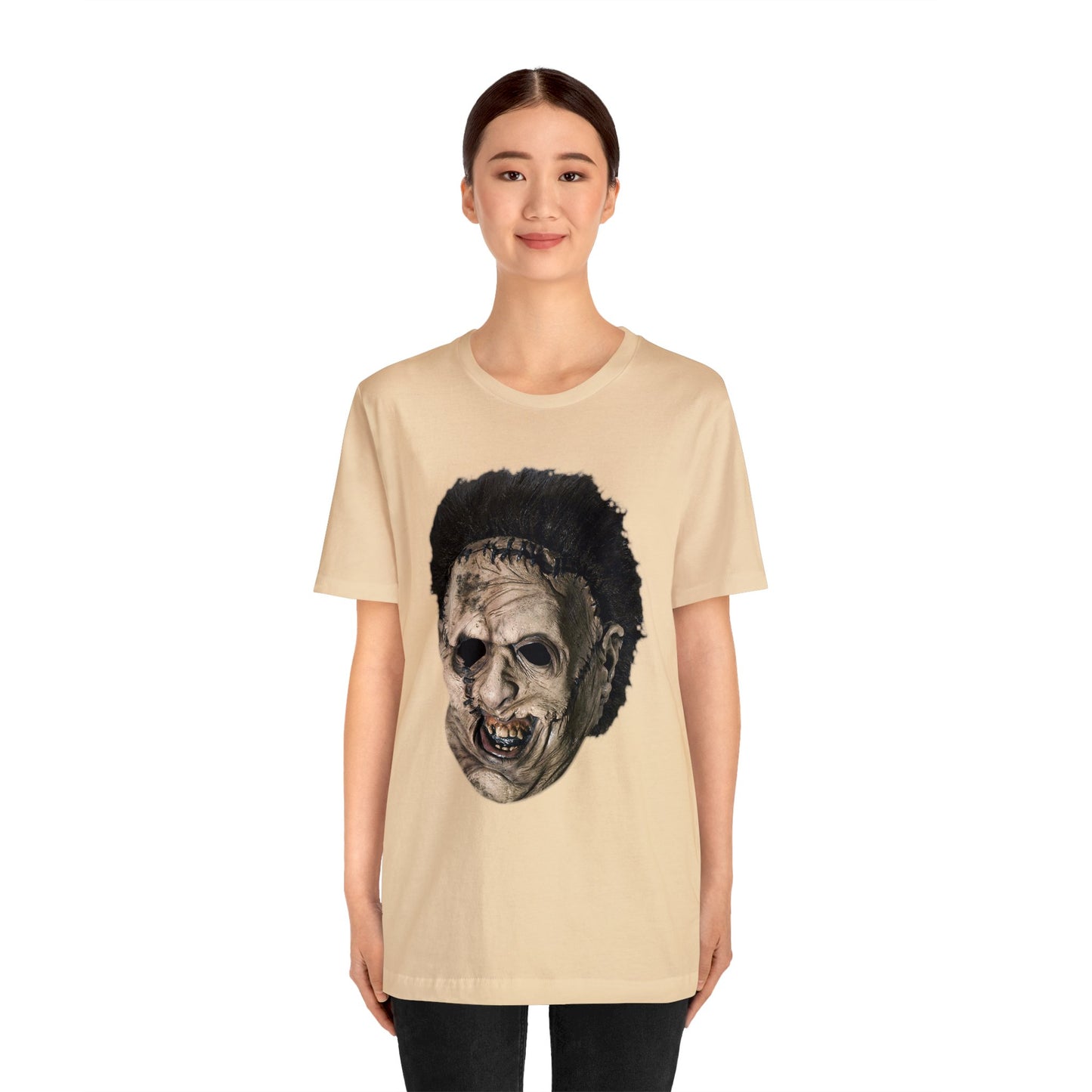 Halloween Leatherface Mask Short Sleeve T-Shirt - Classic Horror Film Tee - Iconic Chainsaw Massacre Shirt