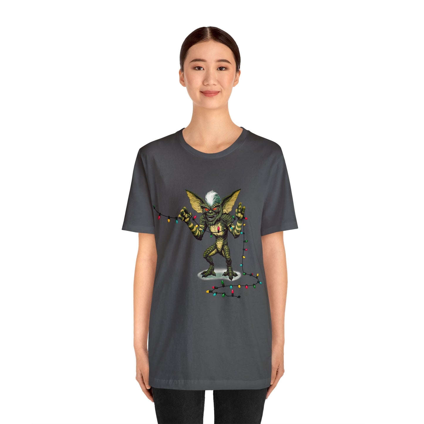 Stripe Festive Holiday - Gremlin Christmas Lights - Festive Stripe holding Christmas Lights - Gremlin Holiday Lights tshirt