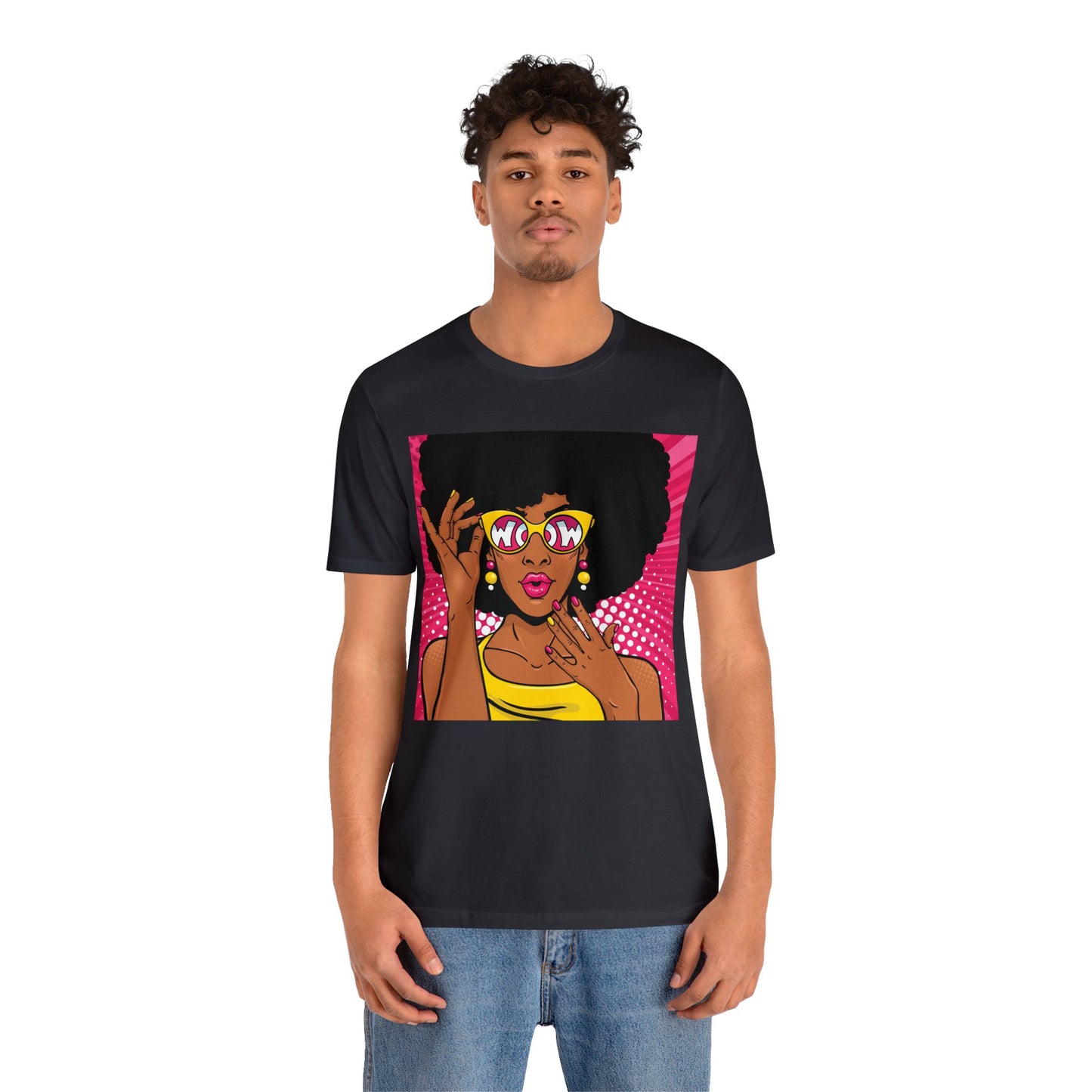 Pop Art Melanated Queen with Sunglasses Short Sleeve T-Shirt - Empowering Graphic Tee, Diverse Art Fashion