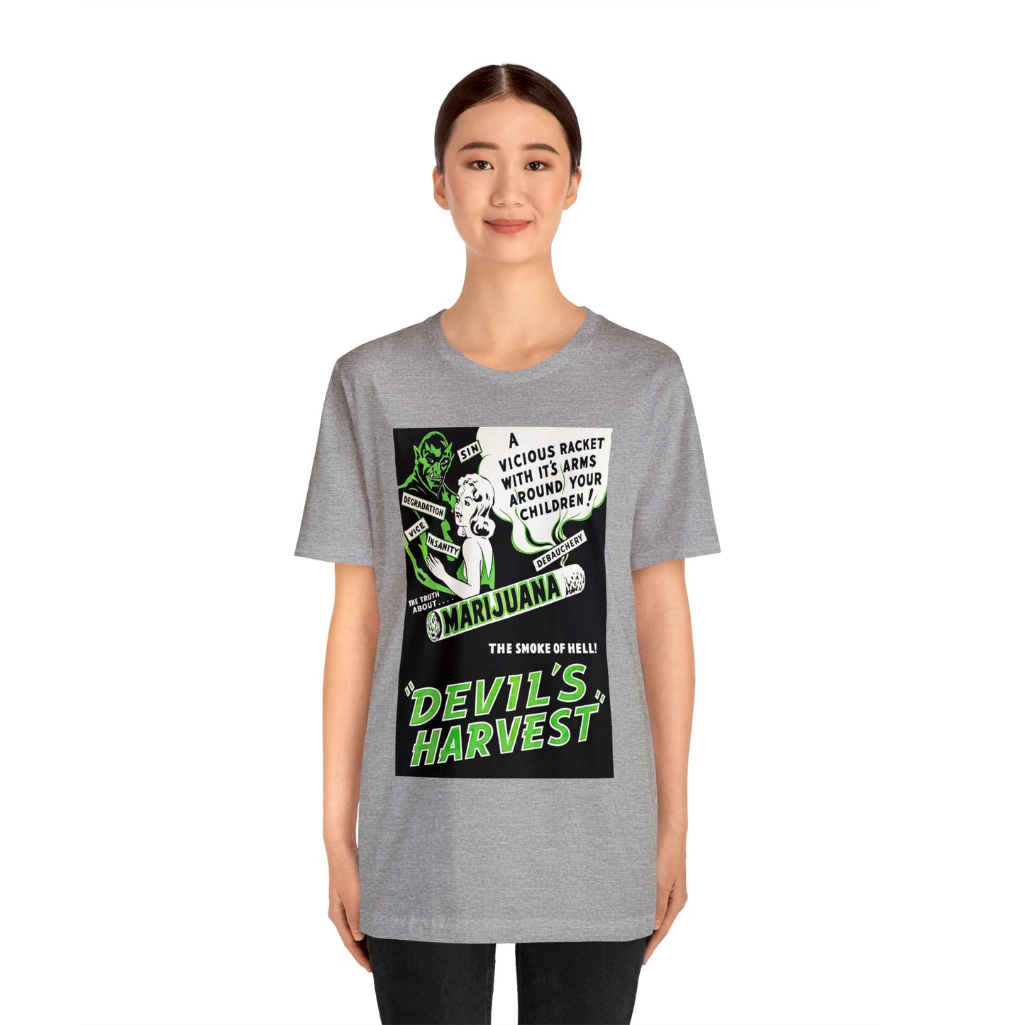 Vintage Reefer Madness 'Devil's Harvest' Movie Poster Short Sleeve T-Shirt - Retro Cult Classic Tee