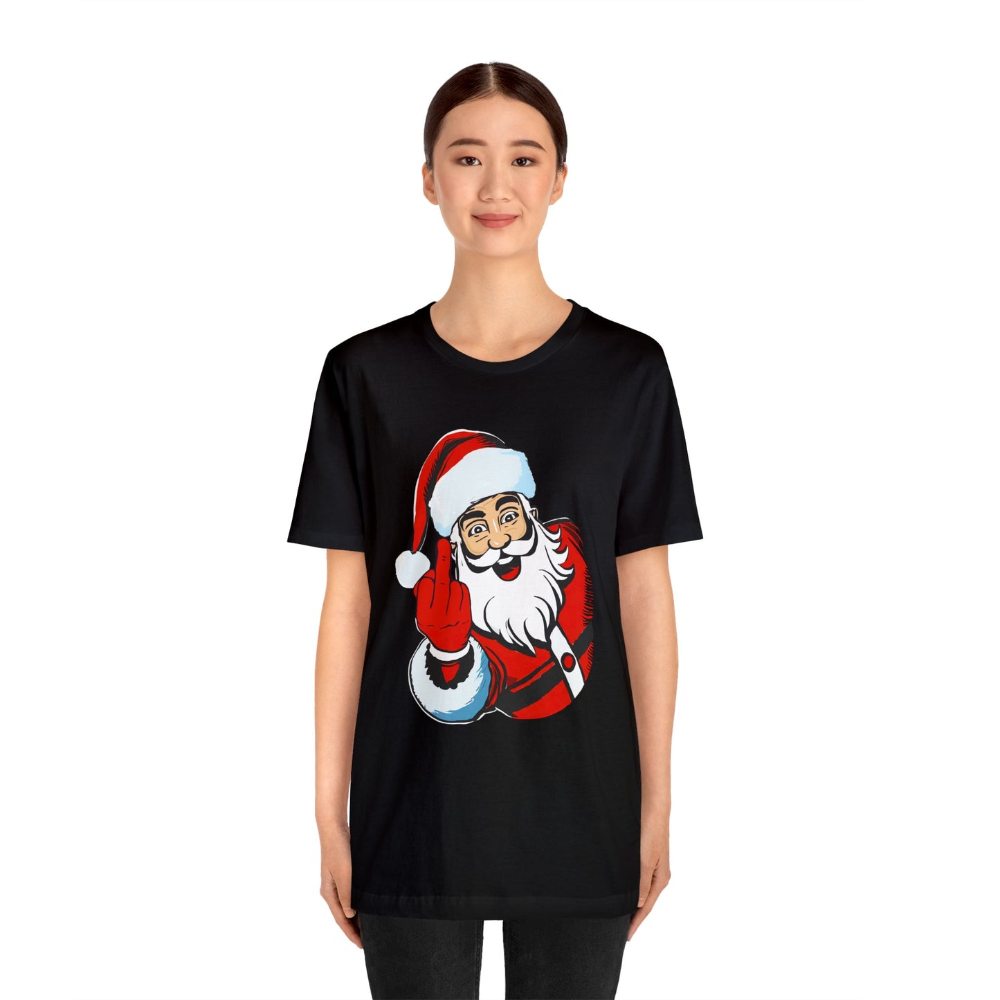 Naughty Santa Tshirt - Naughty Santa Christmas Tshirt - Santa Claus Middle Finger - Santa Middle Finger Tshirt