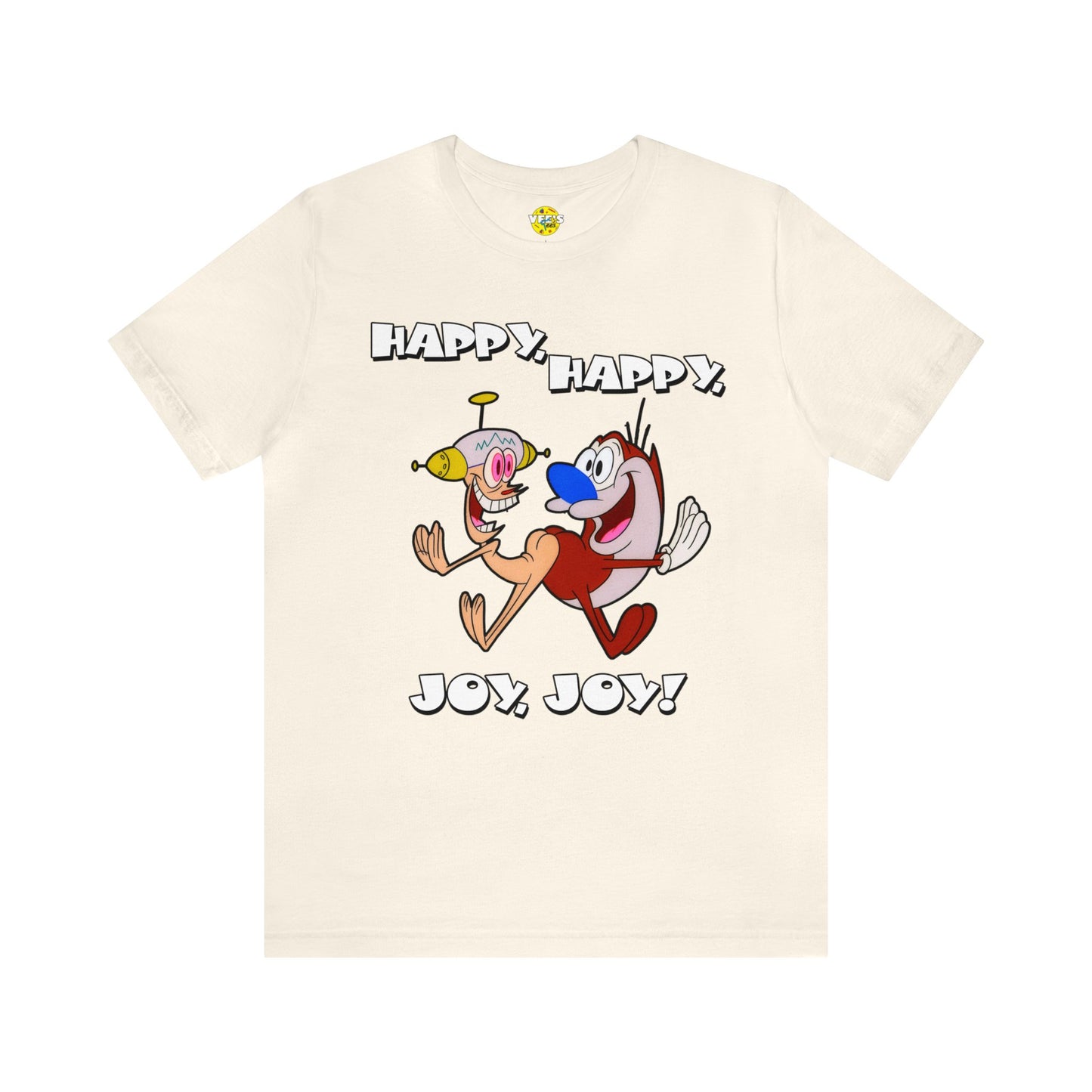 Ren and Stimpy Happy Happy Joy Joy Short Sleeve TShirt - 90s Retro Cartoon Tee