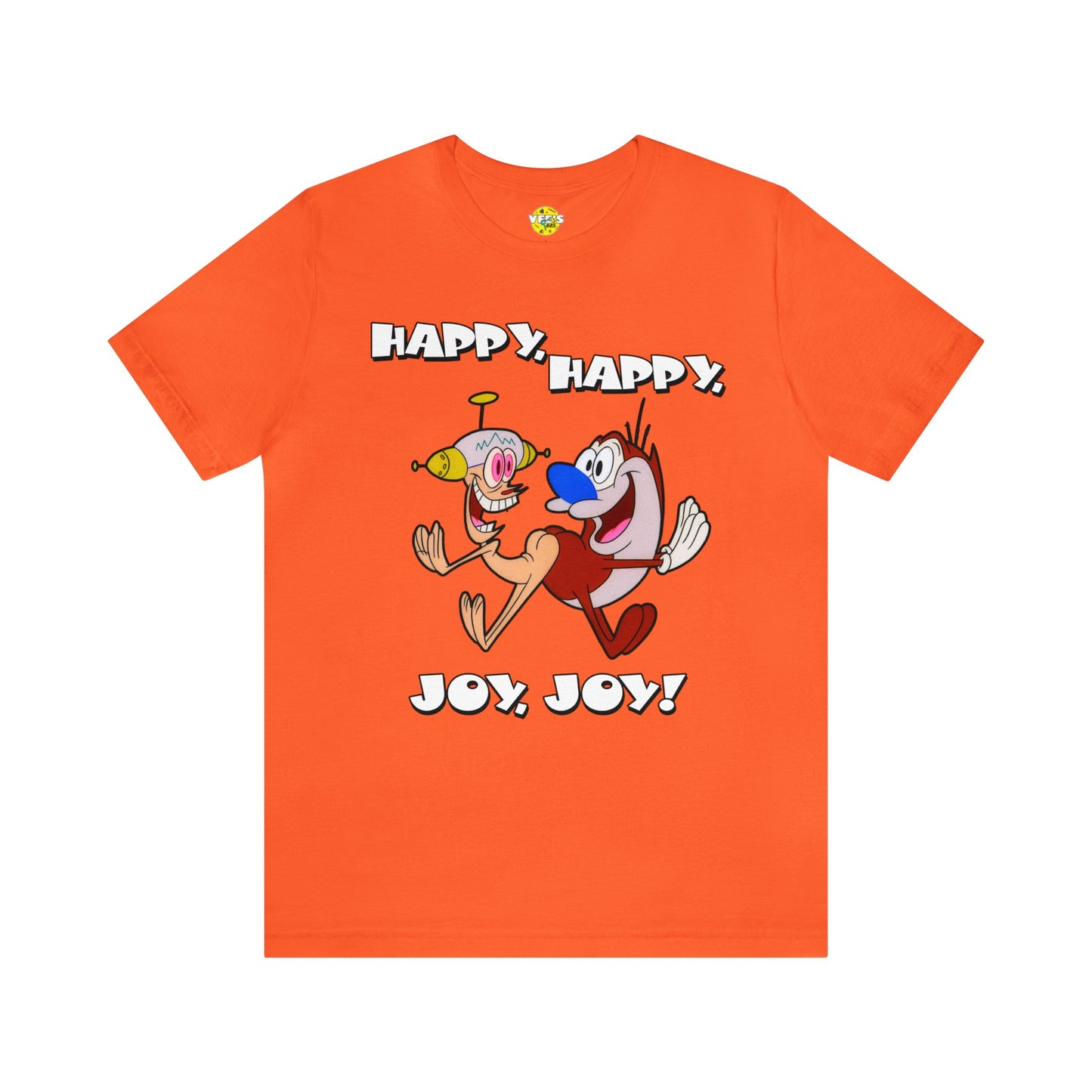 Ren and Stimpy Happy Happy Joy Joy Short Sleeve TShirt - 90s Retro Cartoon Tee