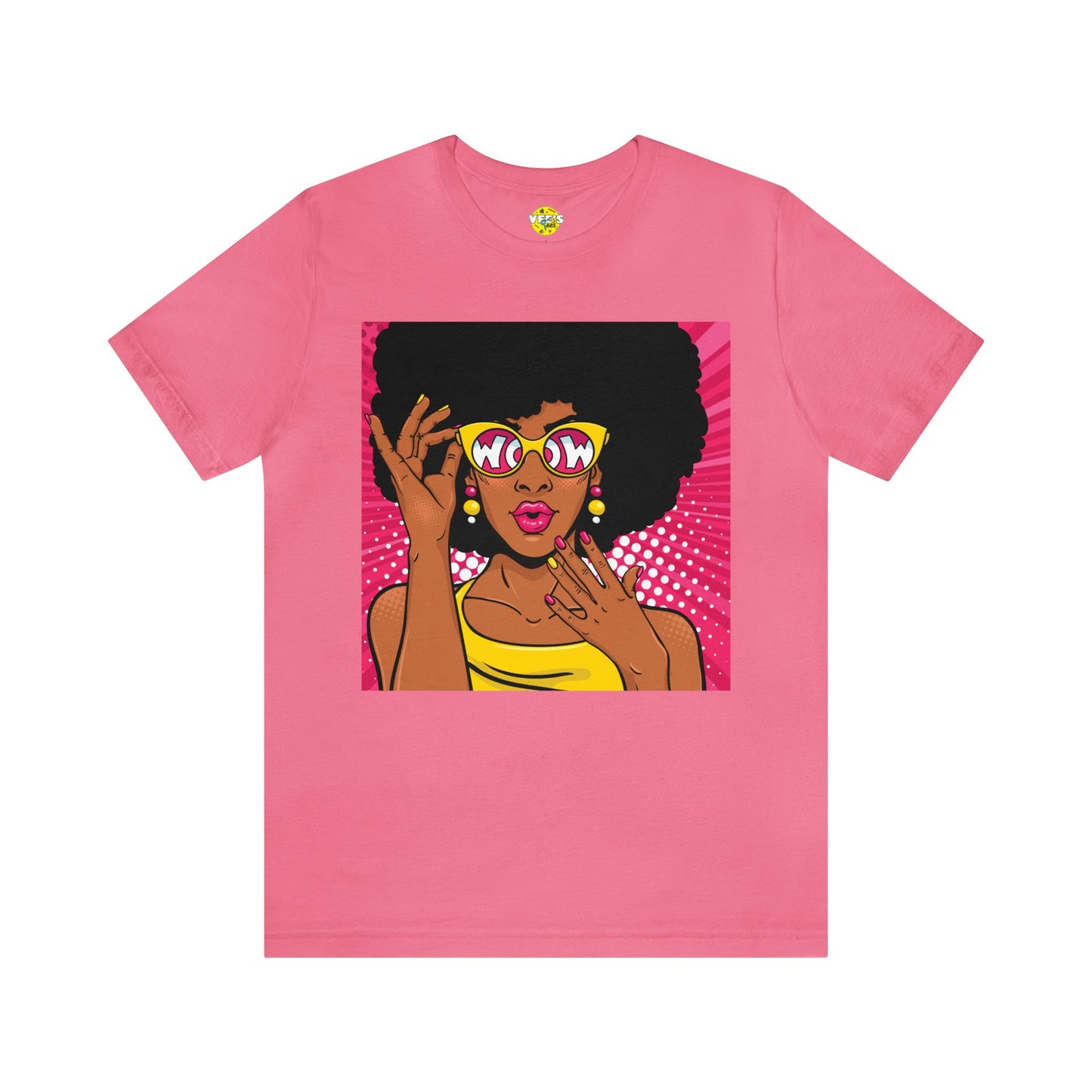 Pop Art Melanated Queen with Sunglasses Short Sleeve T-Shirt - Empowering Graphic Tee, Diverse Art Fashion