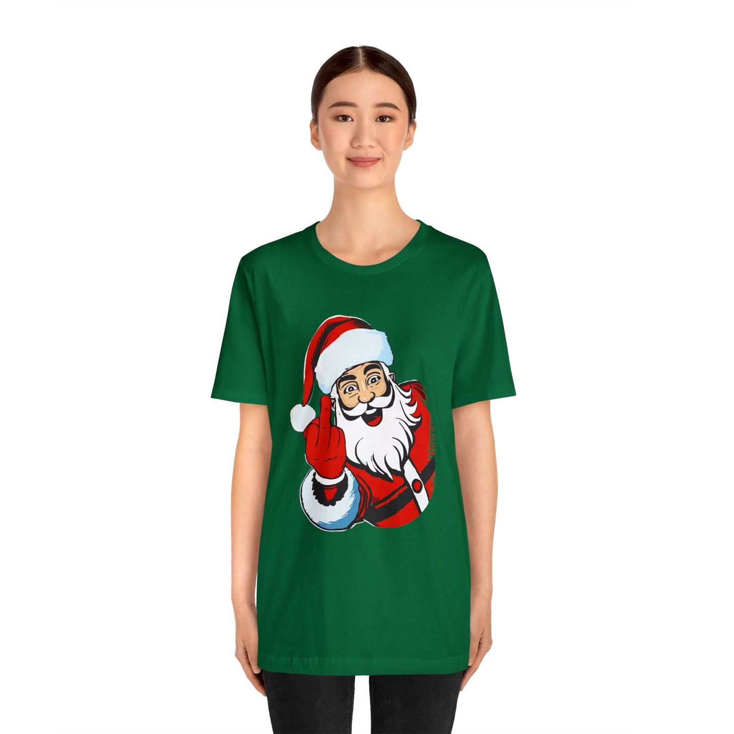 Naughty Santa Tshirt - Naughty Santa Christmas Tshirt - Santa Claus Middle Finger - Santa Middle Finger Tshirt