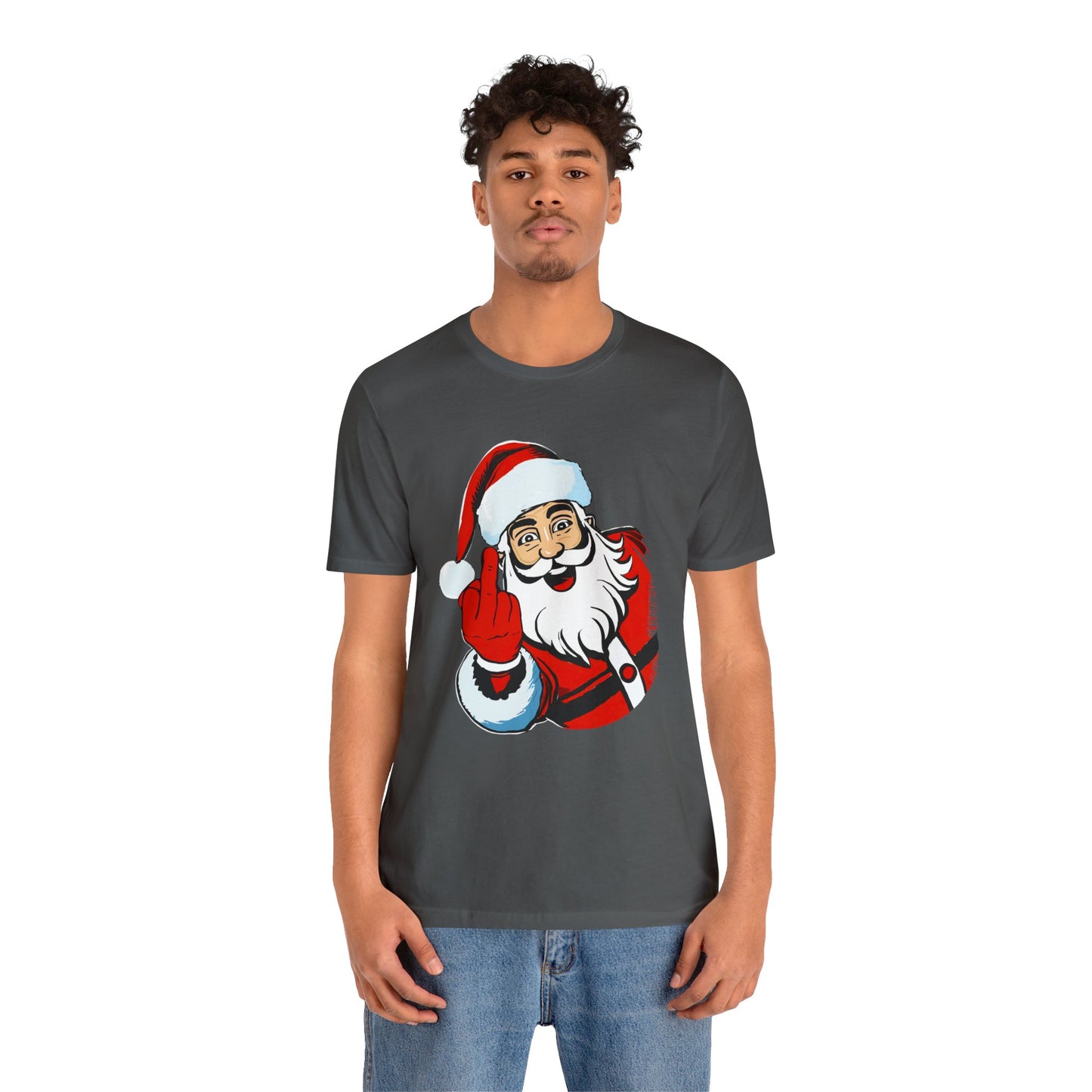 Naughty Santa Tshirt - Naughty Santa Christmas Tshirt - Santa Claus Middle Finger - Santa Middle Finger Tshirt