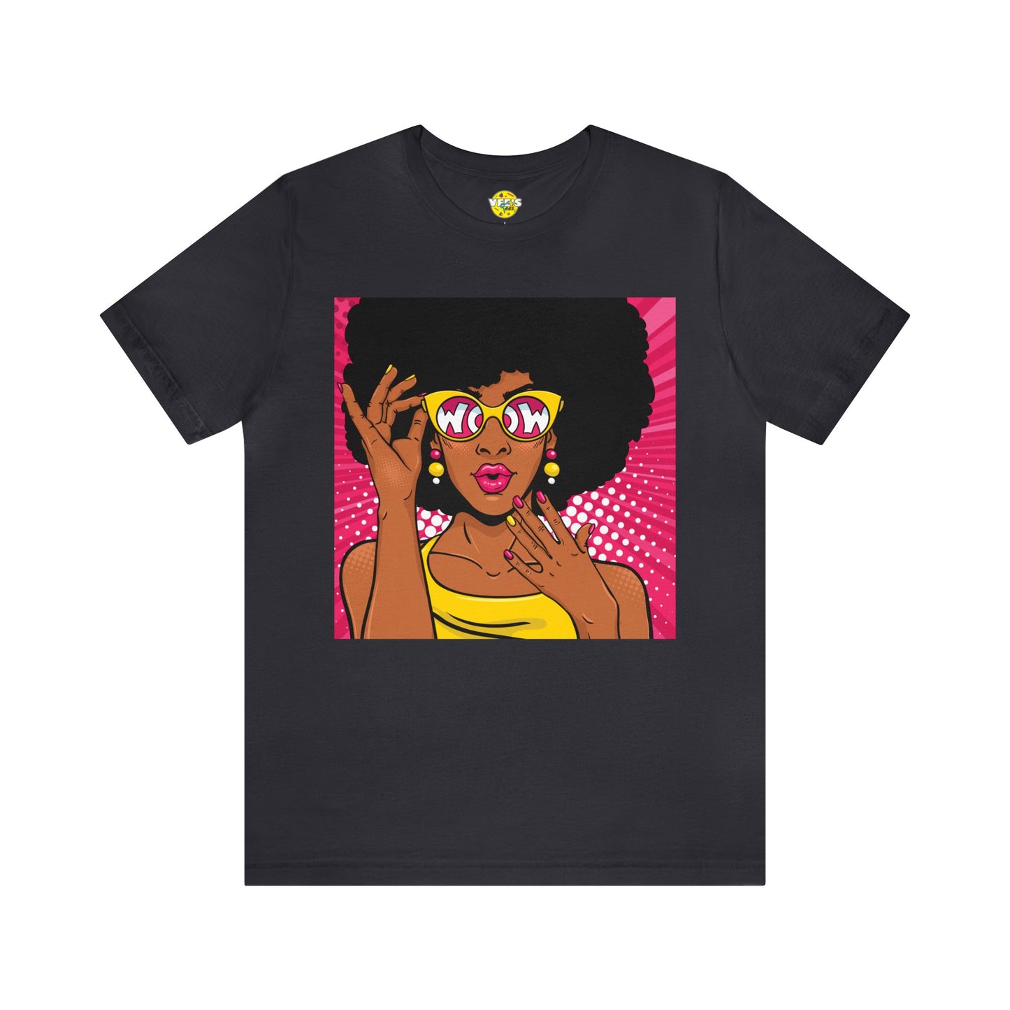 Pop Art Melanated Queen with Sunglasses Short Sleeve T-Shirt - Empowering Graphic Tee, Diverse Art Fashion