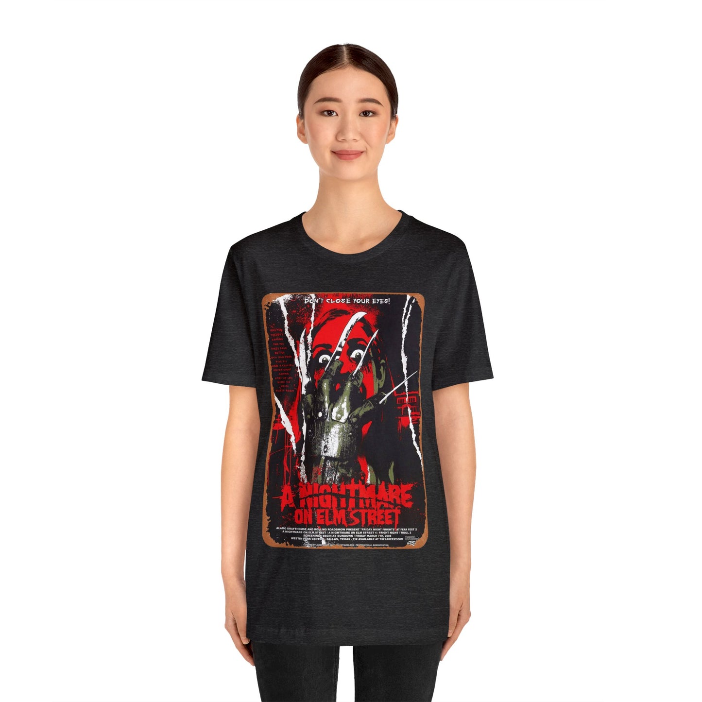 Halloween, A Nightmare on Elm Street Vintage Movie Poster Short Sleeve T-Shirt - Classic Horror Tee, 80s Film Graphic Shirt