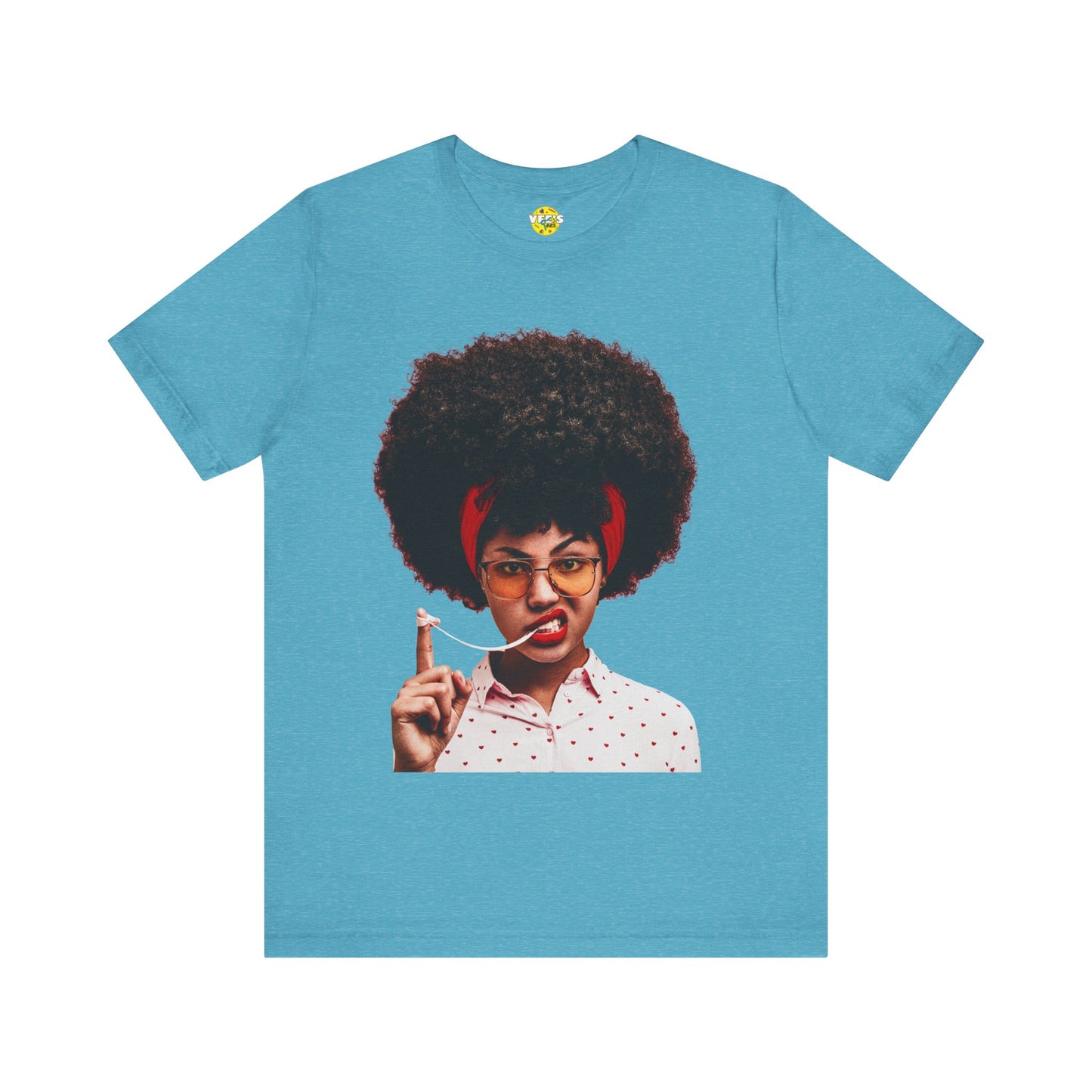 Afro Girl TShirt - Cute Black Woman with Curly Afro Playfully Enjoying Her Gum