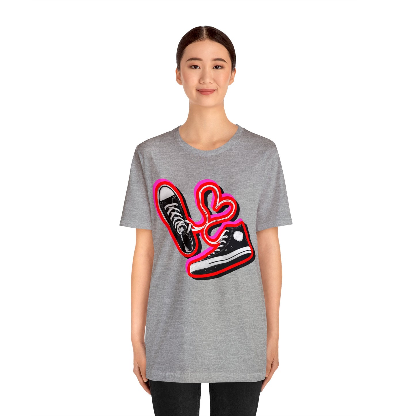 Valentines Day Shoestring Heart TShirt - Shoestring Heart Sneaker Graphic Tee - Unisex 90s Converse Tshirt