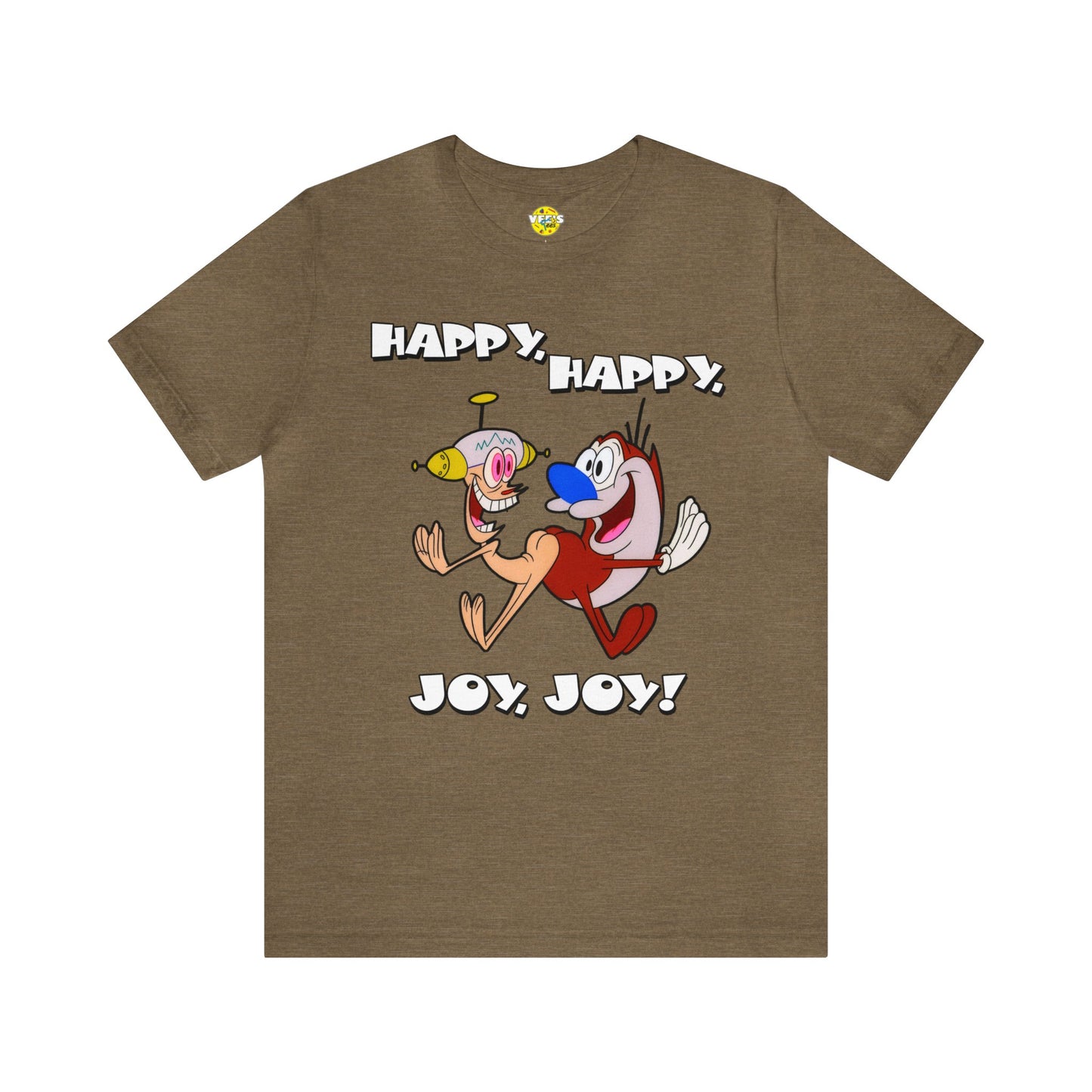 Ren and Stimpy Happy Happy Joy Joy Short Sleeve TShirt - 90s Retro Cartoon Tee