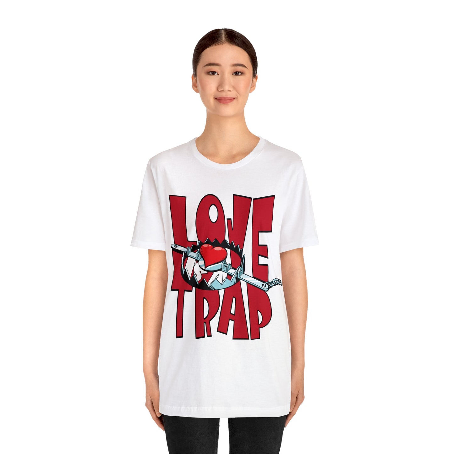 Love is a Trap Bear Trap Heart Graphic Tee - Anti Valentine Alternative Love Paradox Shirt - Valentines Day Unique Love Tshirt