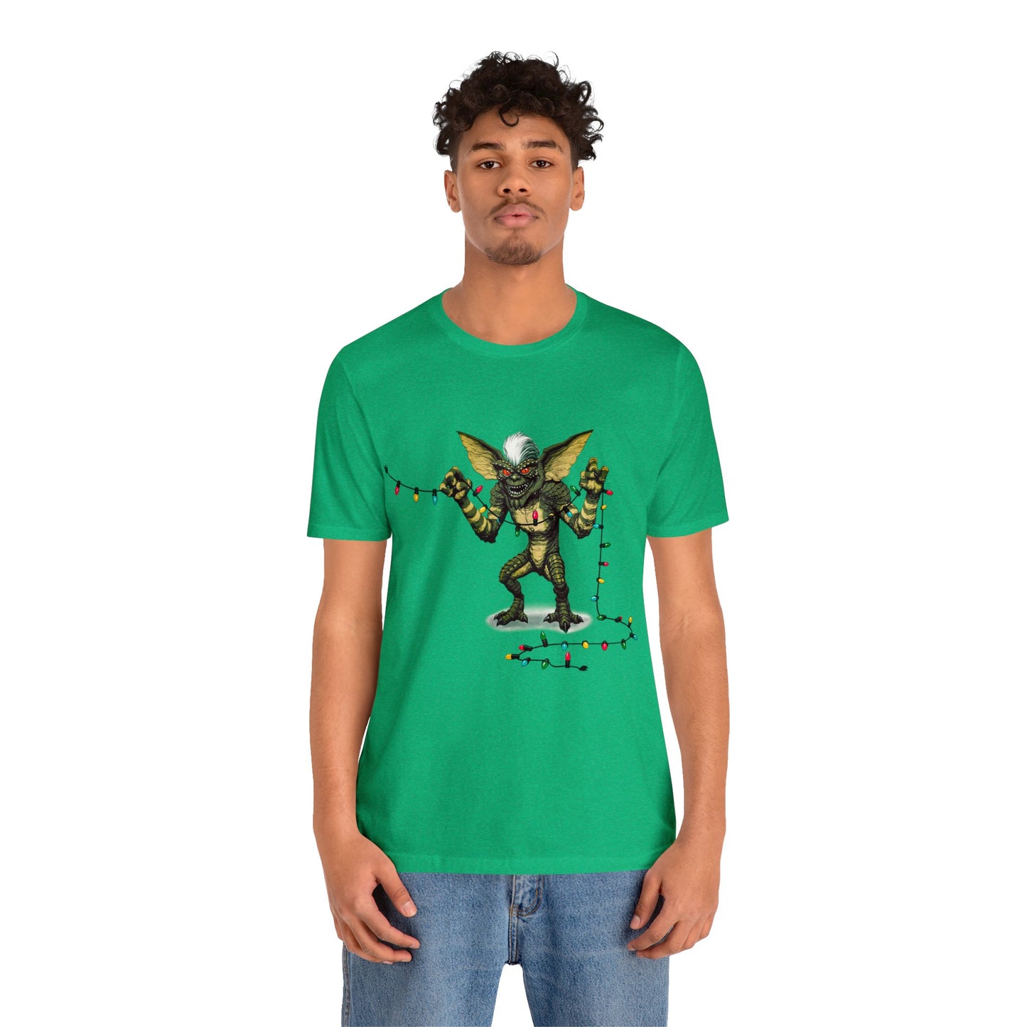 Stripe Festive Holiday - Gremlin Christmas Lights - Festive Stripe holding Christmas Lights - Gremlin Holiday Lights tshirt