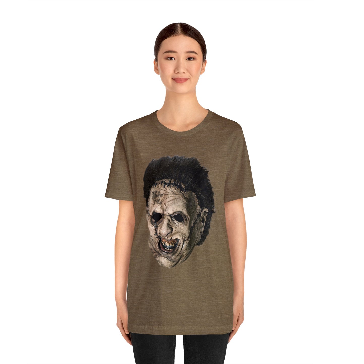 Halloween Leatherface Mask Short Sleeve T-Shirt - Classic Horror Film Tee - Iconic Chainsaw Massacre Shirt