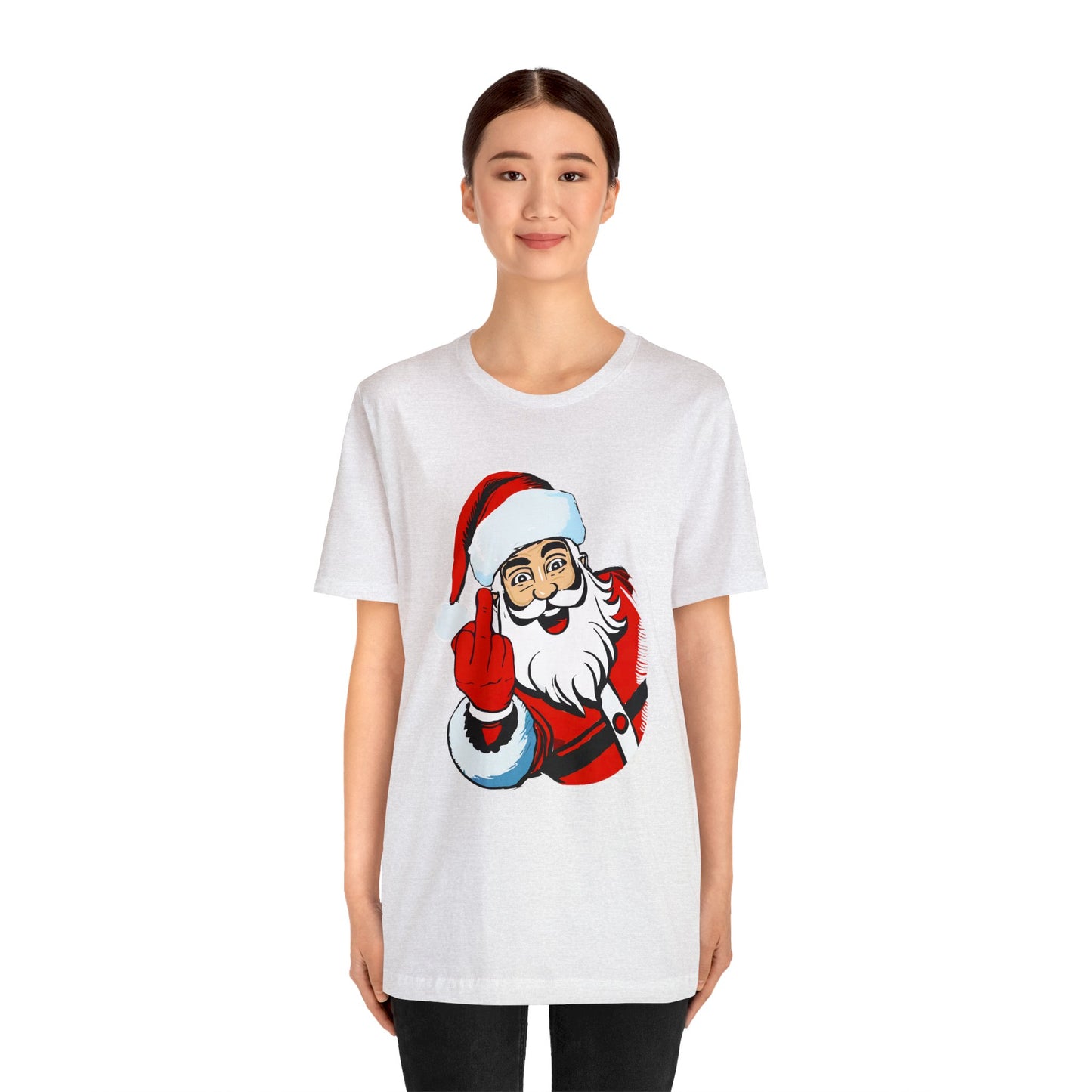 Naughty Santa Tshirt - Naughty Santa Christmas Tshirt - Santa Claus Middle Finger - Santa Middle Finger Tshirt