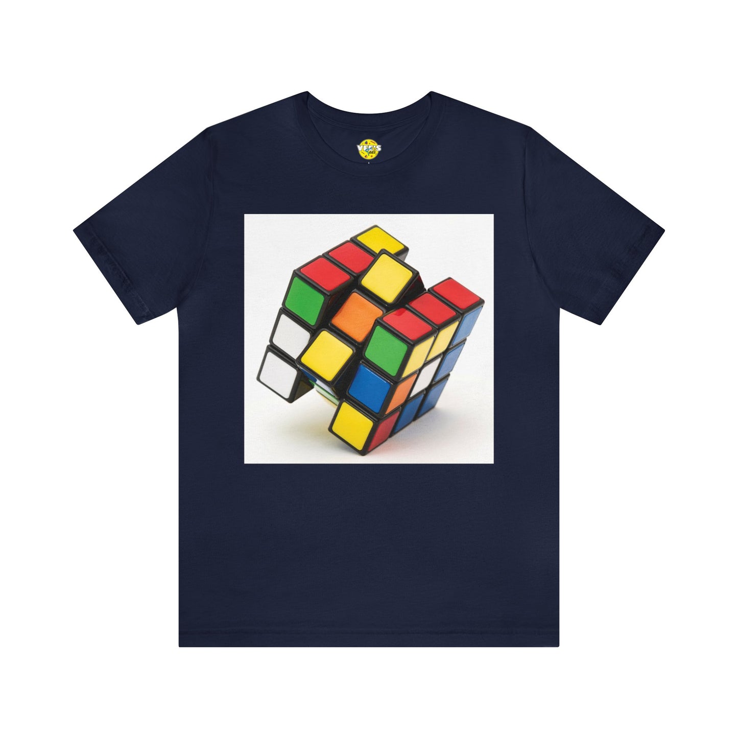 Retro Rubik's Cube Short Sleeve T-Shirt White Background - 80s Puzzle Lover Tee, Nostalgic Graphic Shirt