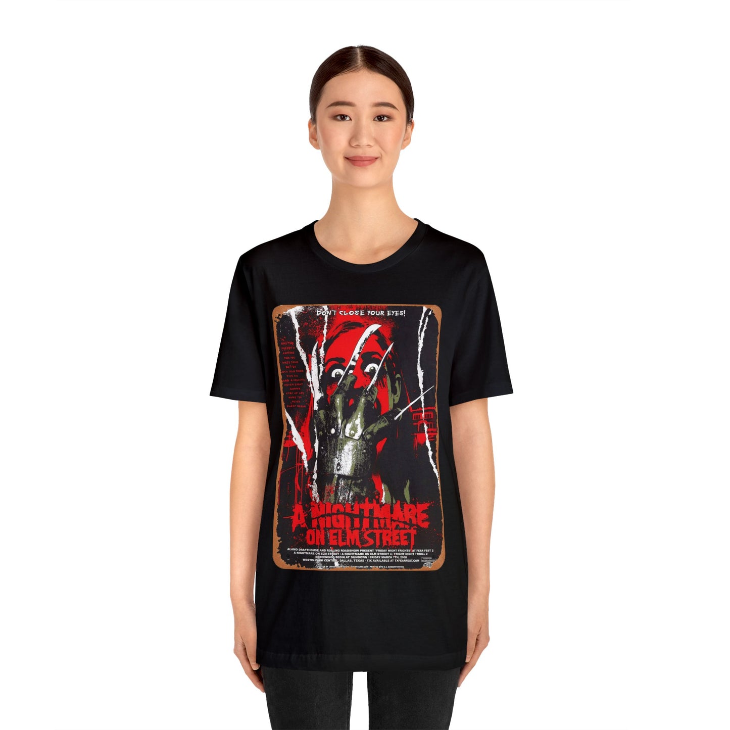 Halloween, A Nightmare on Elm Street Vintage Movie Poster Short Sleeve T-Shirt - Classic Horror Tee, 80s Film Graphic Shirt